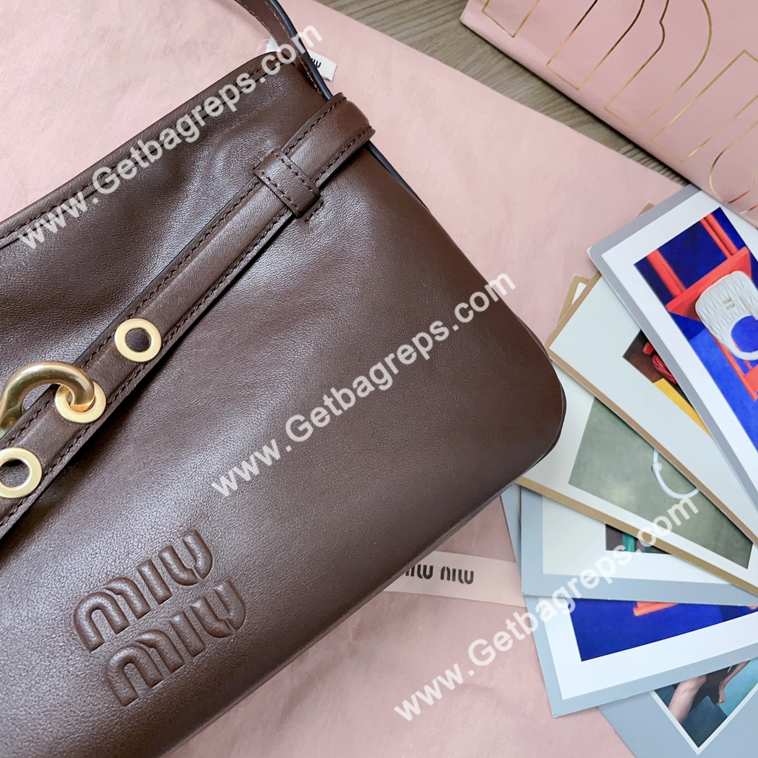 MiuMiu 5BC182 Small Aventure Nappa Leather Bag Coffee