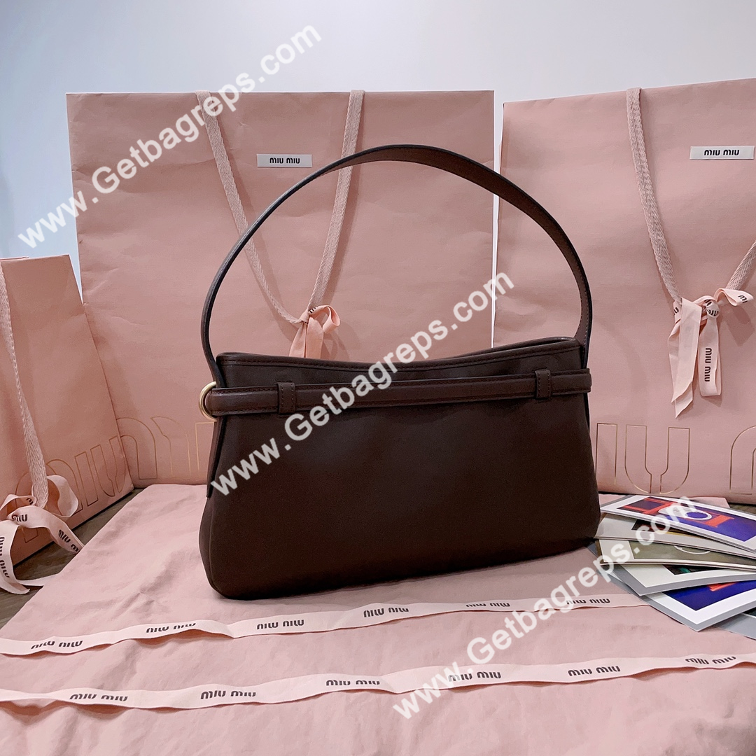 MiuMiu 5BC182 Small Aventure Nappa Leather Bag Coffee