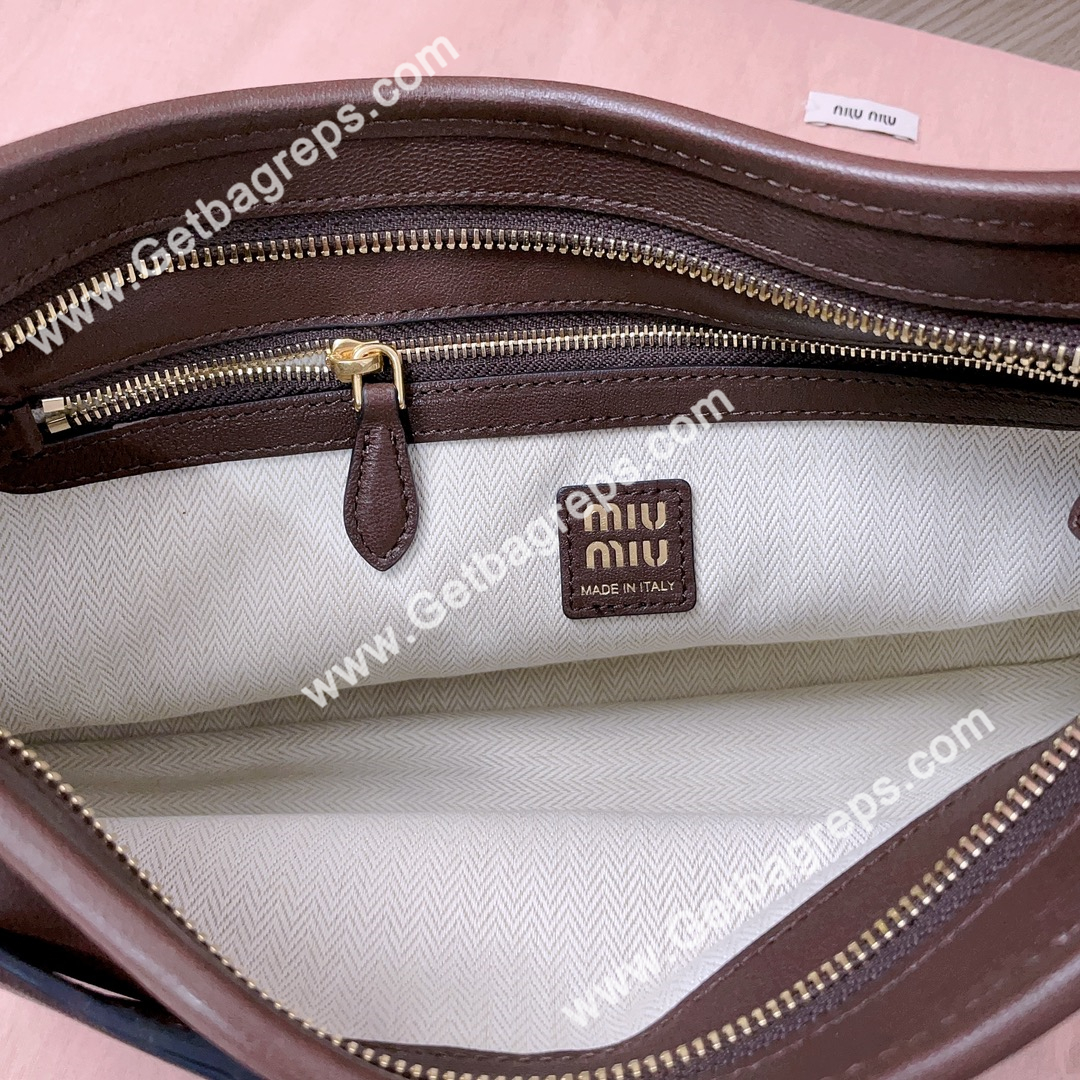 MiuMiu 5BC182 Small Aventure Nappa Leather Bag Coffee
