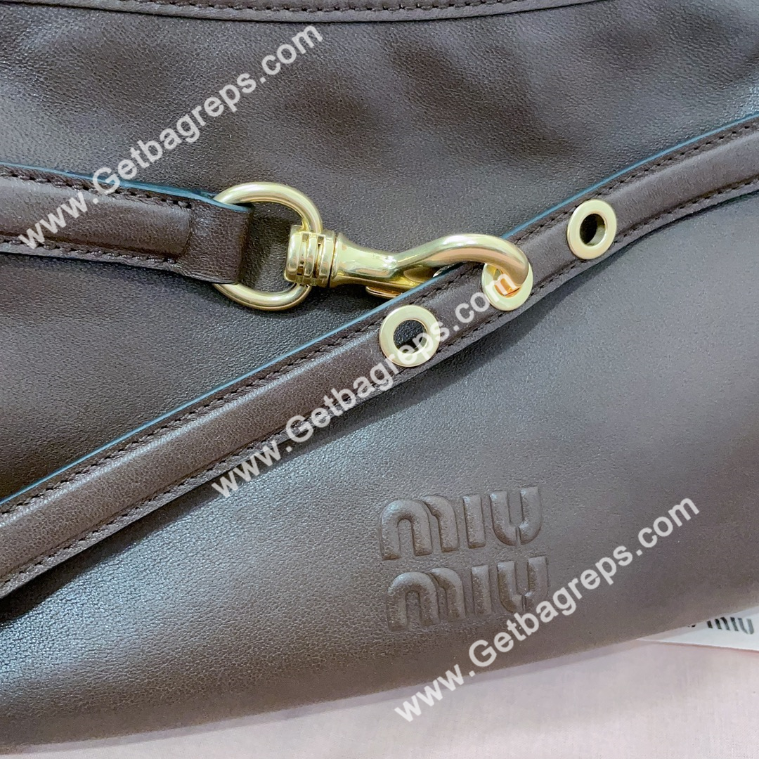 MiuMiu 5BC182 Small Aventure Nappa Leather Bag Coffee