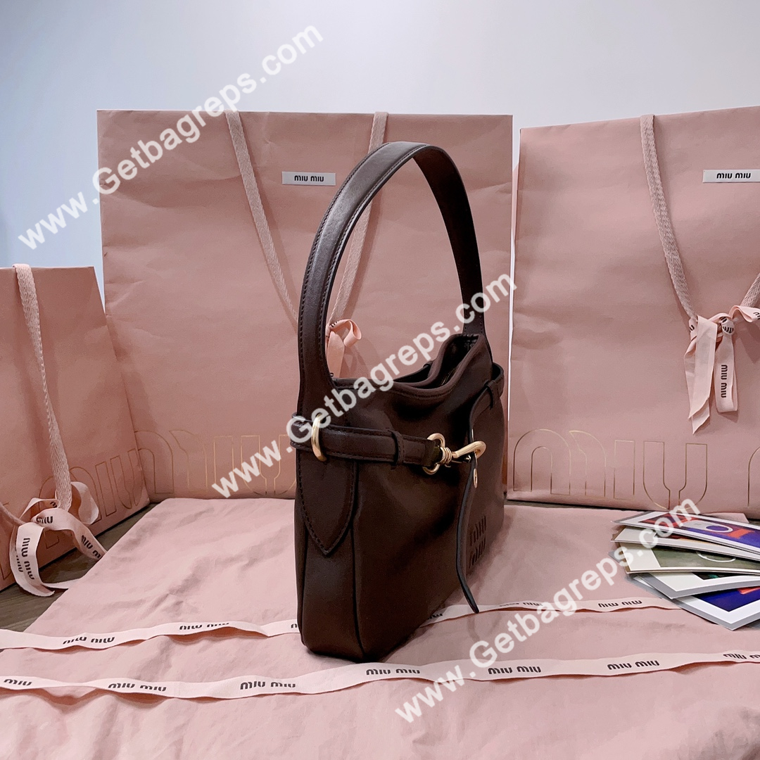 MiuMiu 5BC182 Small Aventure Nappa Leather Bag Coffee