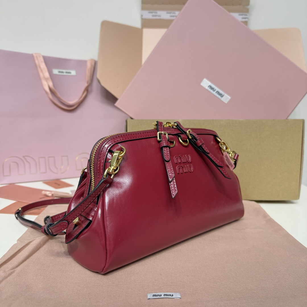 MiuMiu 5BF131 Caprice Leather Clutch Red