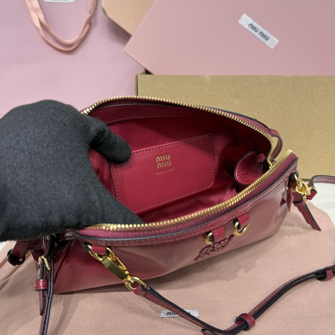 MiuMiu 5BF131 Caprice Leather Clutch Red