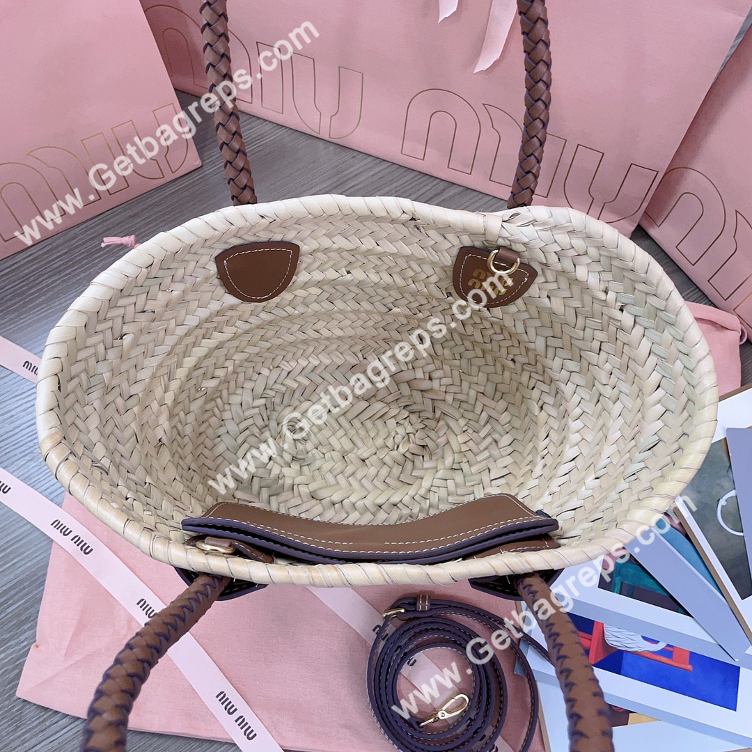 MiuMiu 5BG273 Woven Fabric Tote Bag