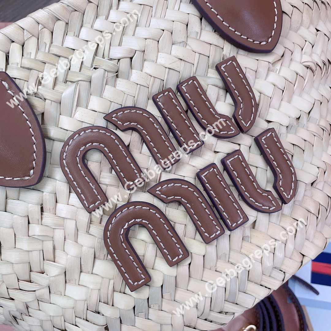 MiuMiu 5BG273 Woven Fabric Tote Bag