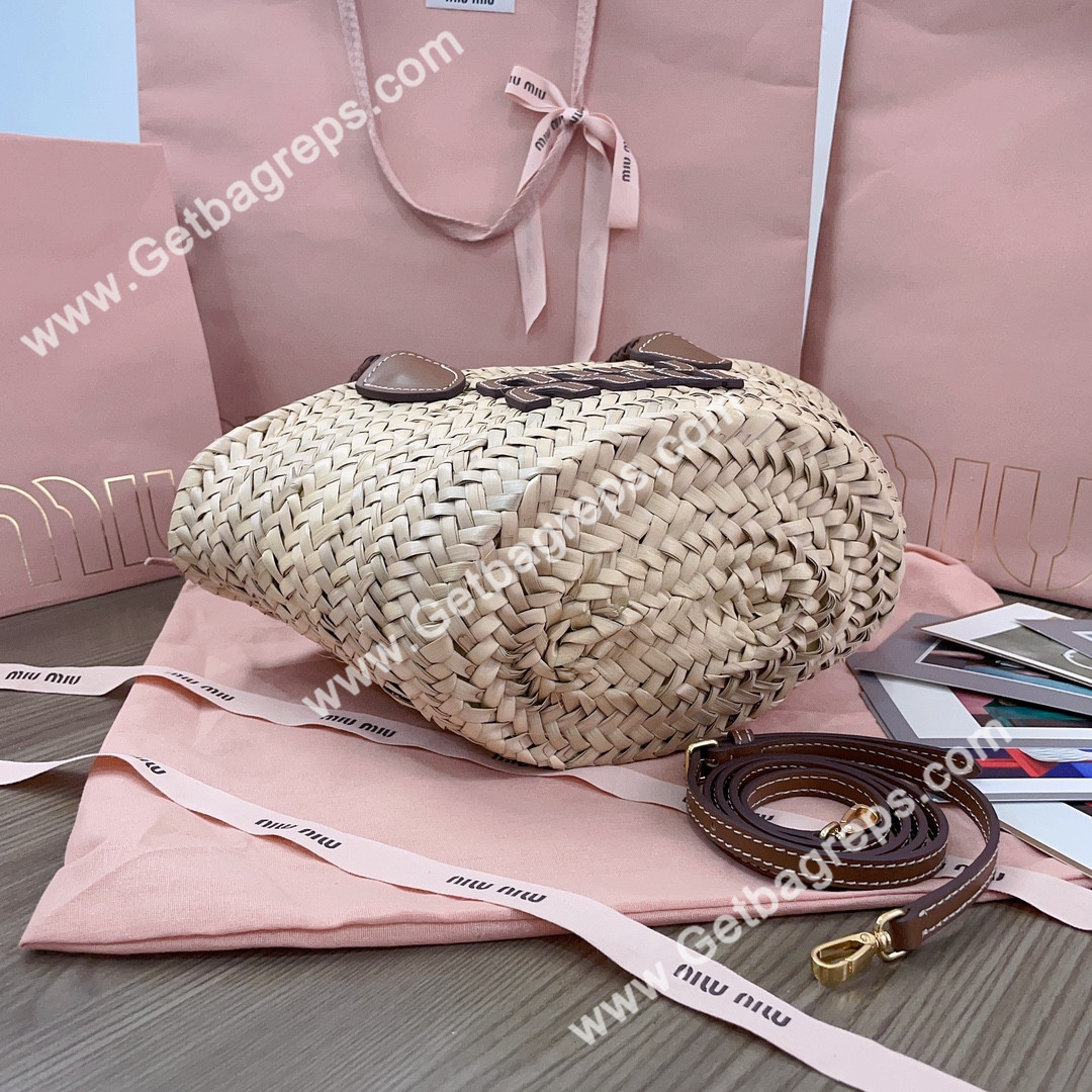MiuMiu 5BG273 Woven Fabric Tote Bag