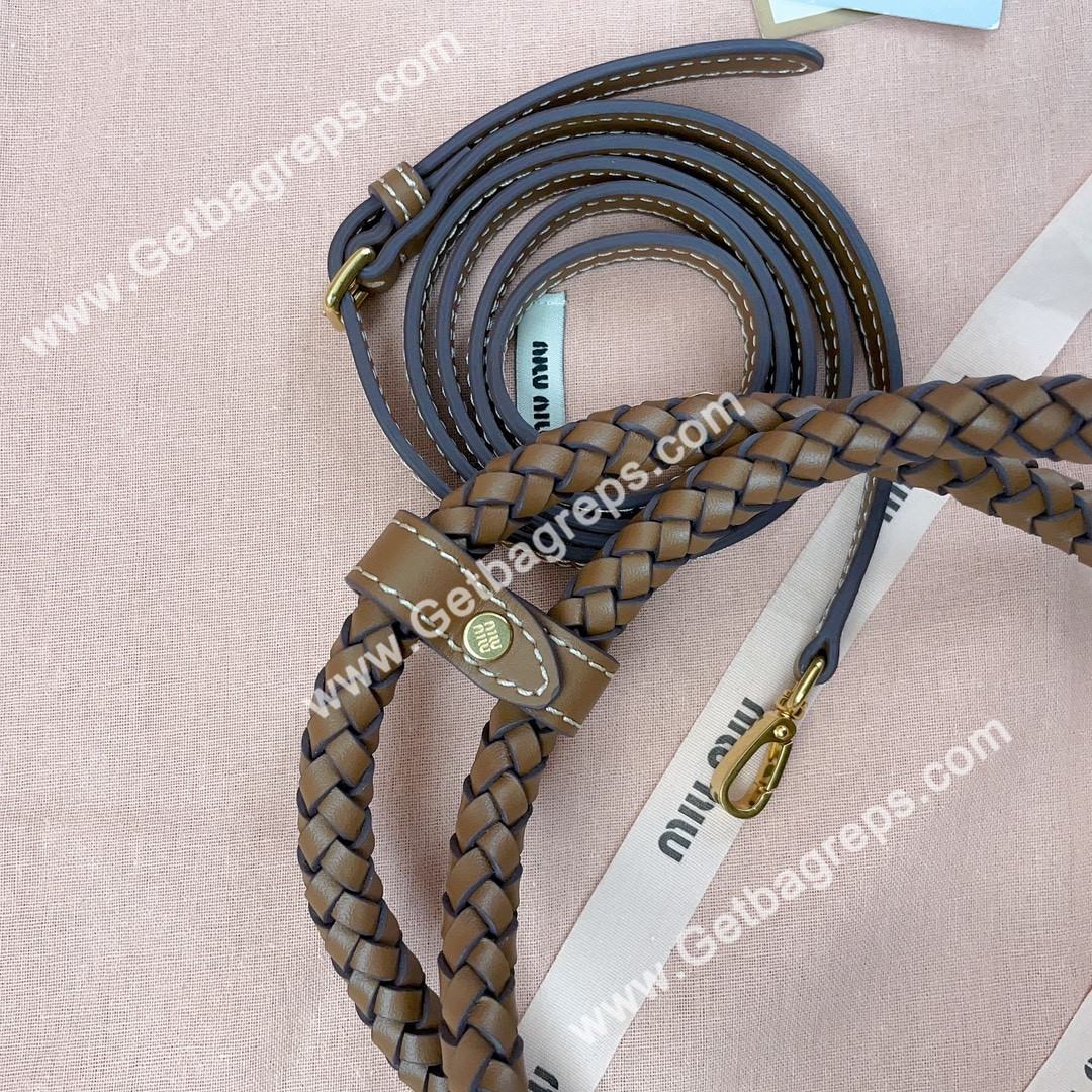 MiuMiu 5BG273 Woven Fabric Tote Bag