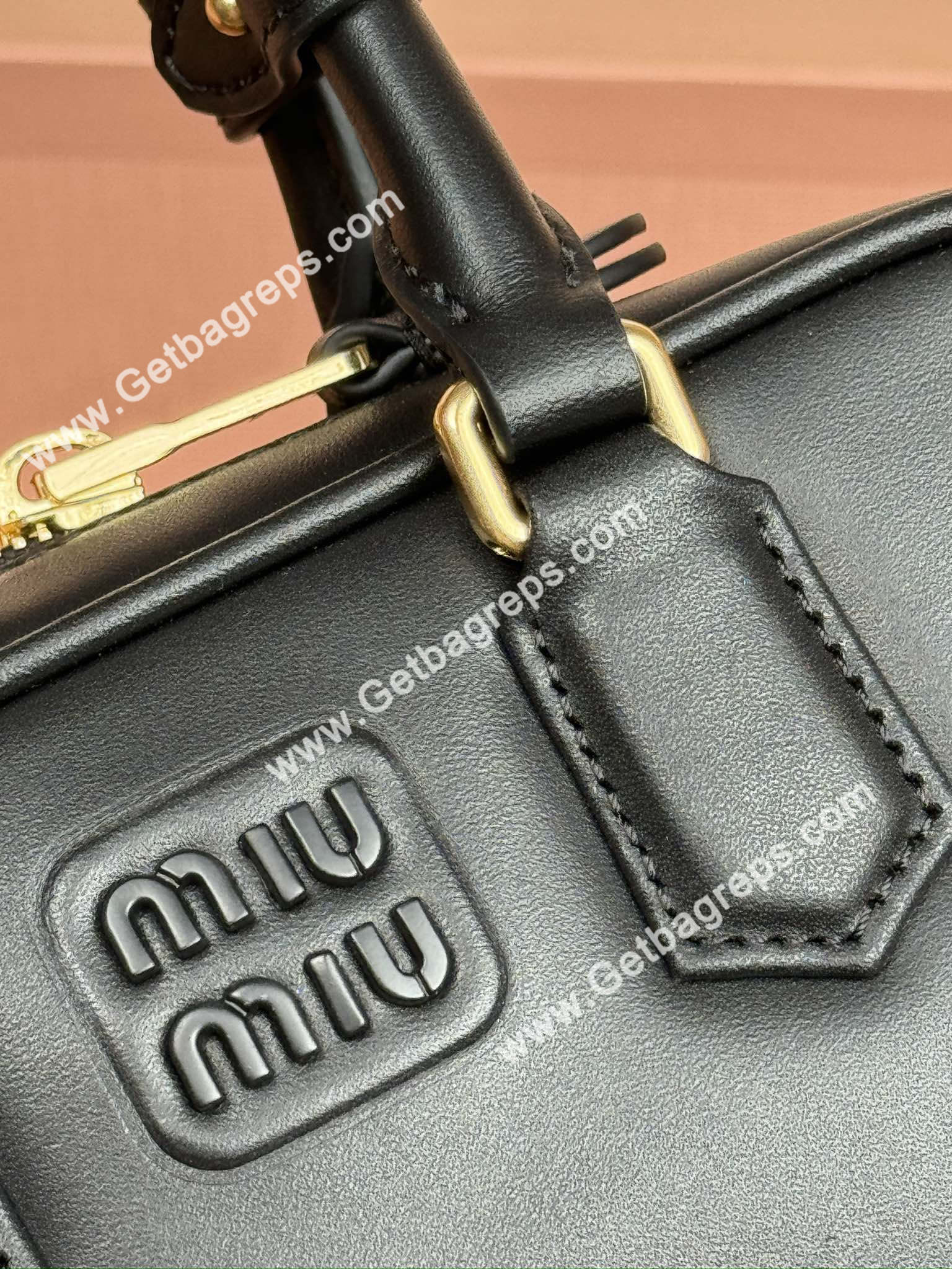 MiuMiu 5BP088 Arcadie Leather Mini-bag Black
