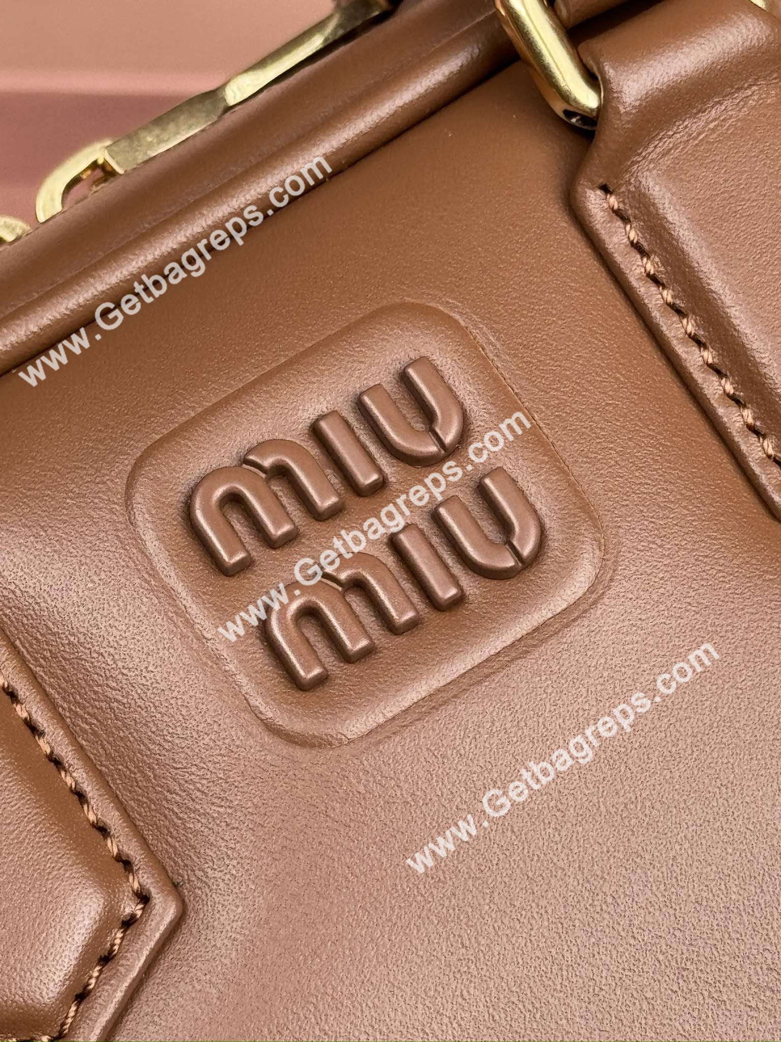 MiuMiu 5BP088 Arcadie Leather Mini-bag Brown