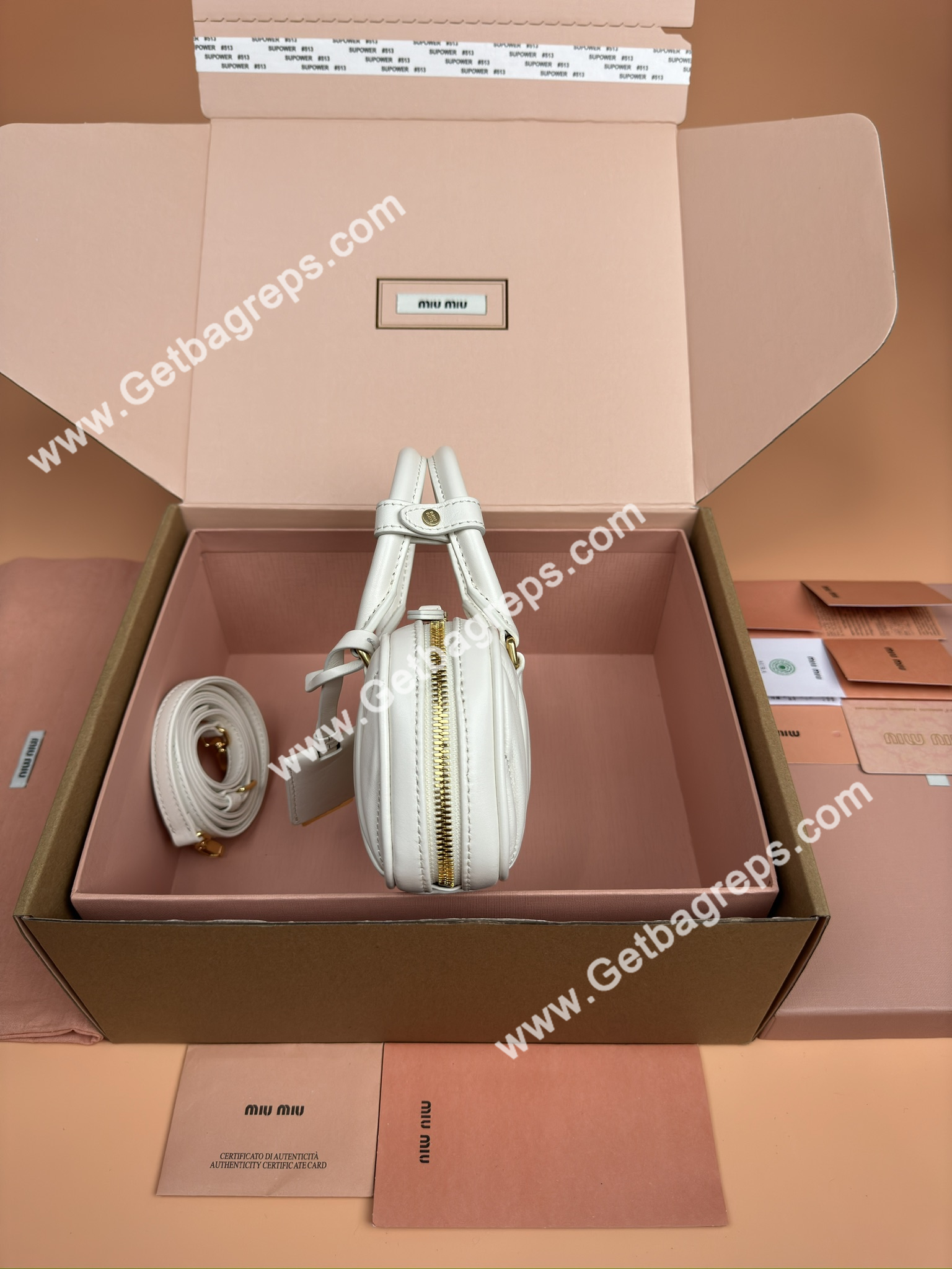 MiuMiu 5BP088 Arcadie Matelasse Nappa Leather Mini-bag White
