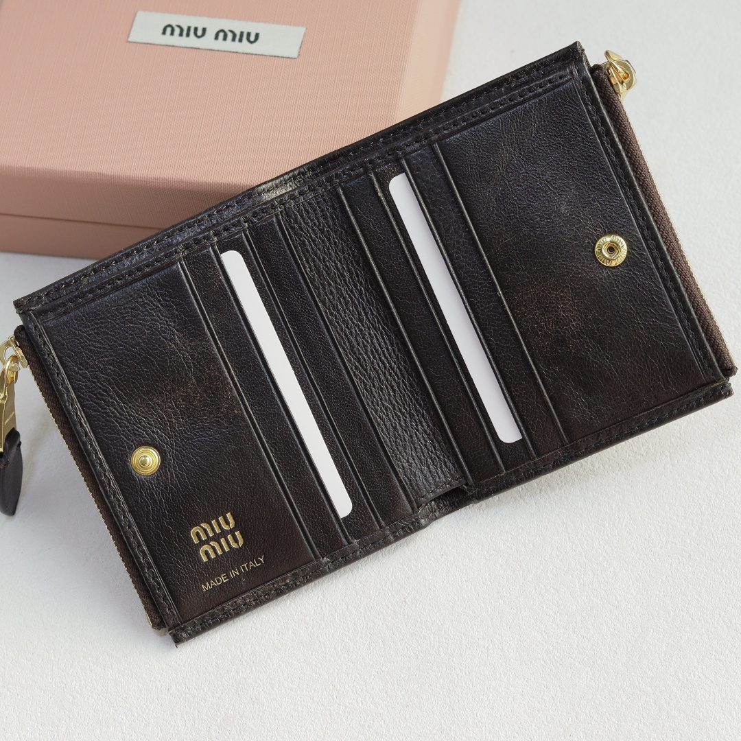 MiuMiu 5MV017 Pocket Wallet Brown
