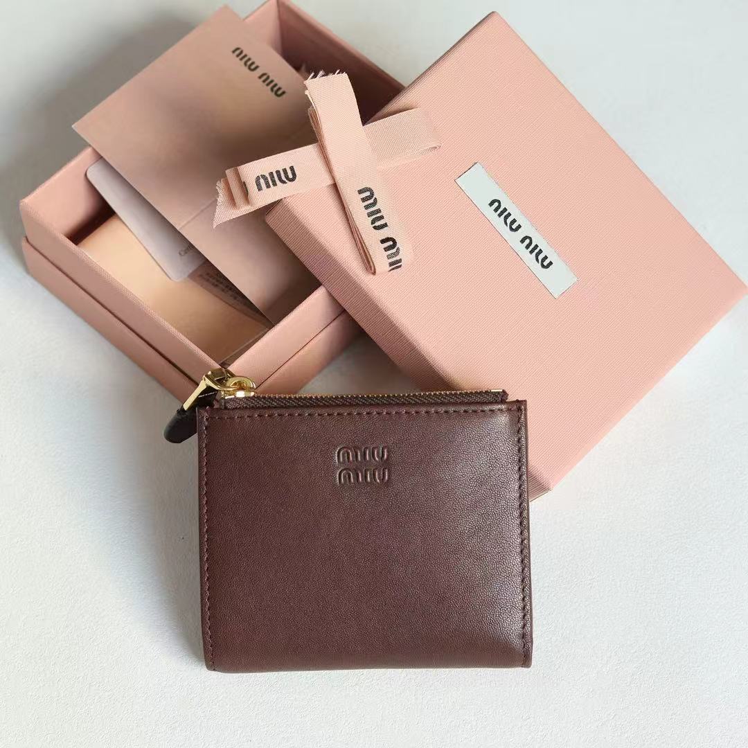 MiuMiu 5MV017 Pocket Wallet Leather Brown