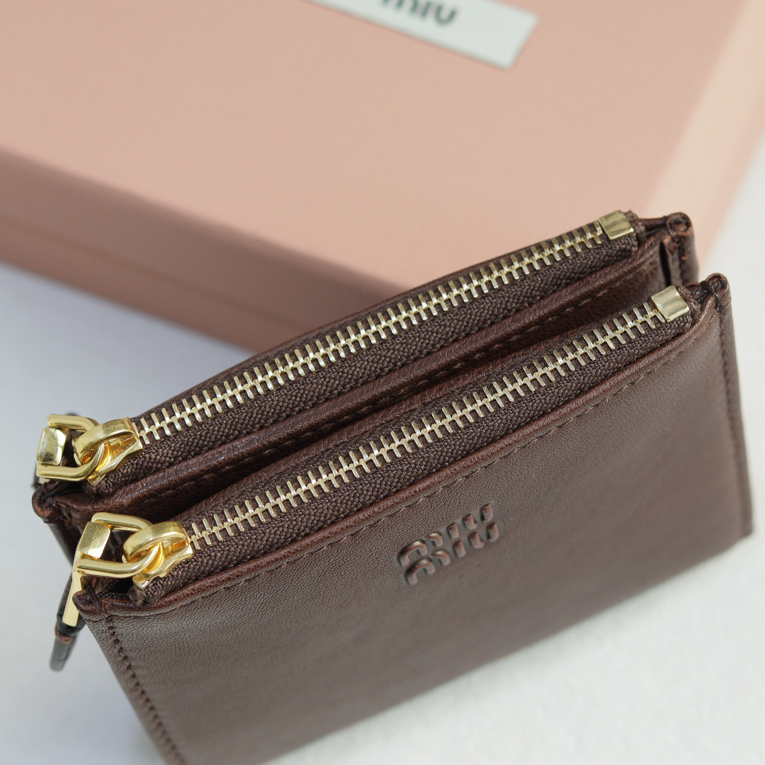 MiuMiu 5MV017 Pocket Wallet Leather Brown