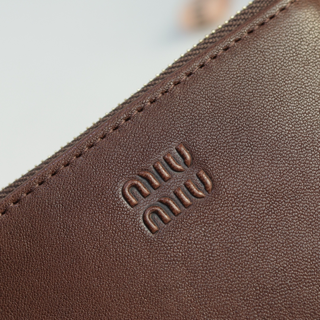 MiuMiu 5MV017 Pocket Wallet Leather Brown