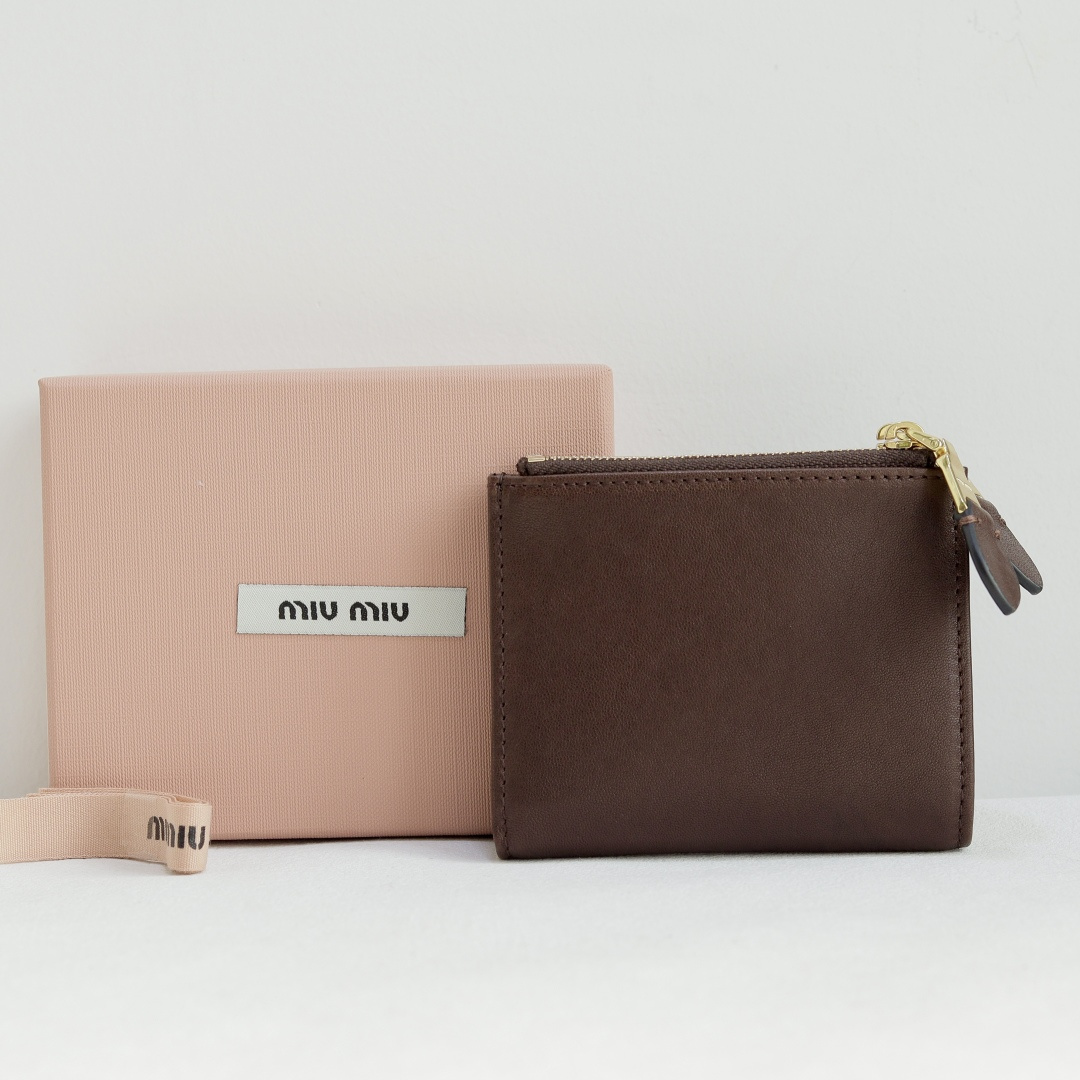 MiuMiu 5MV017 Pocket Wallet Leather Brown