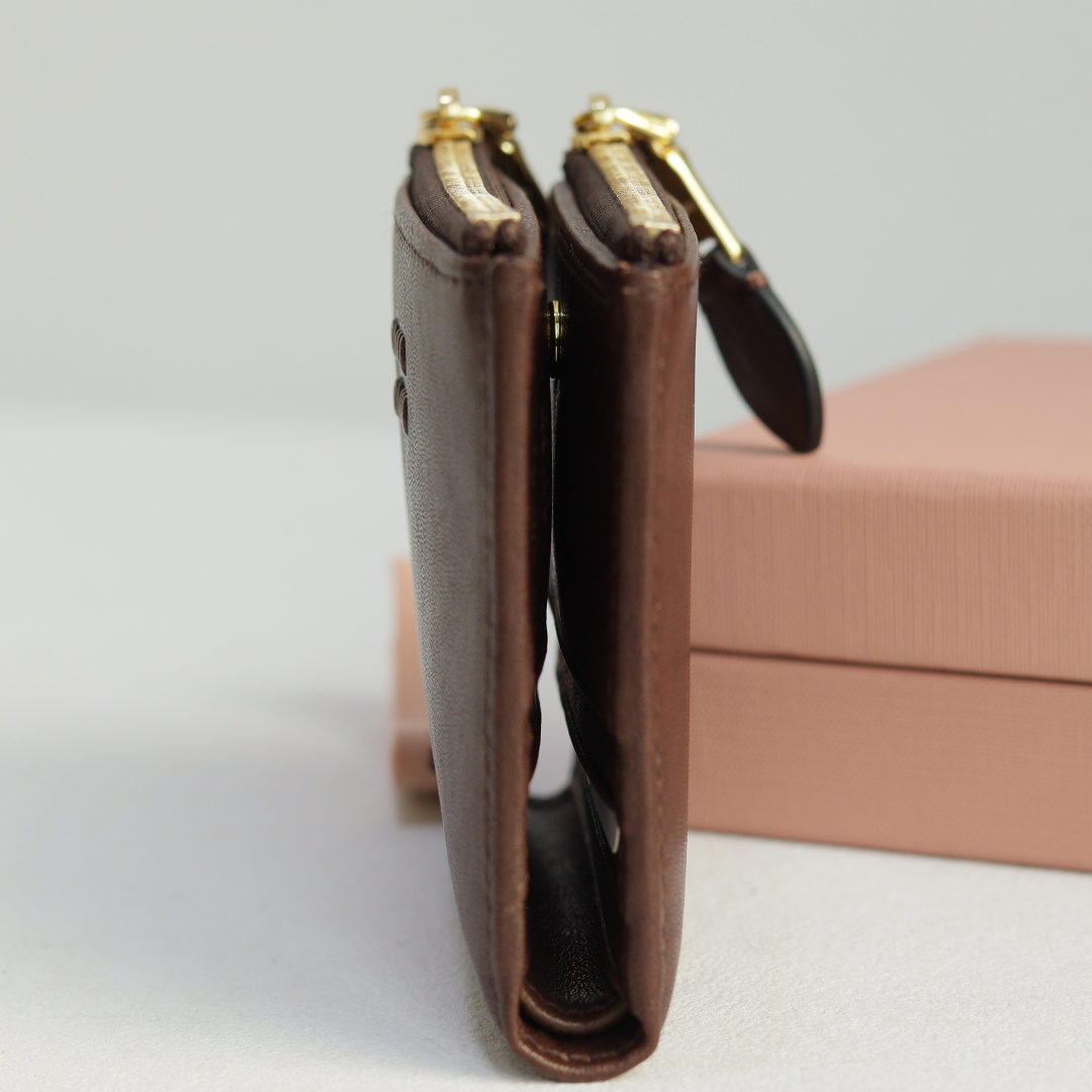 MiuMiu 5MV017 Pocket Wallet Leather Brown