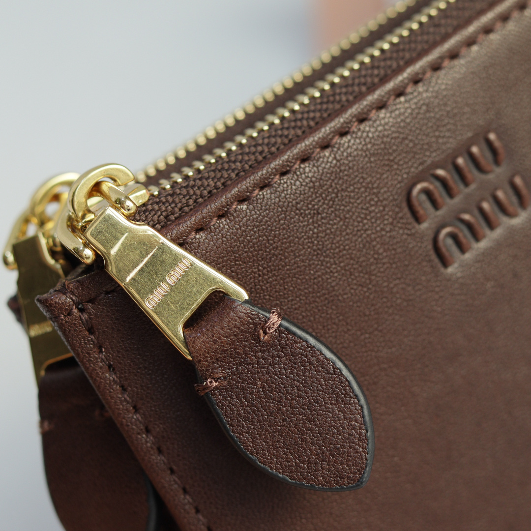 MiuMiu 5MV017 Pocket Wallet Leather Brown