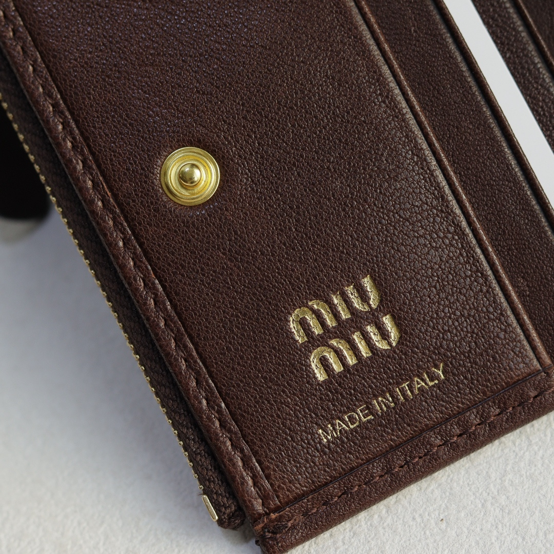 MiuMiu 5MV017 Pocket Wallet Leather Brown