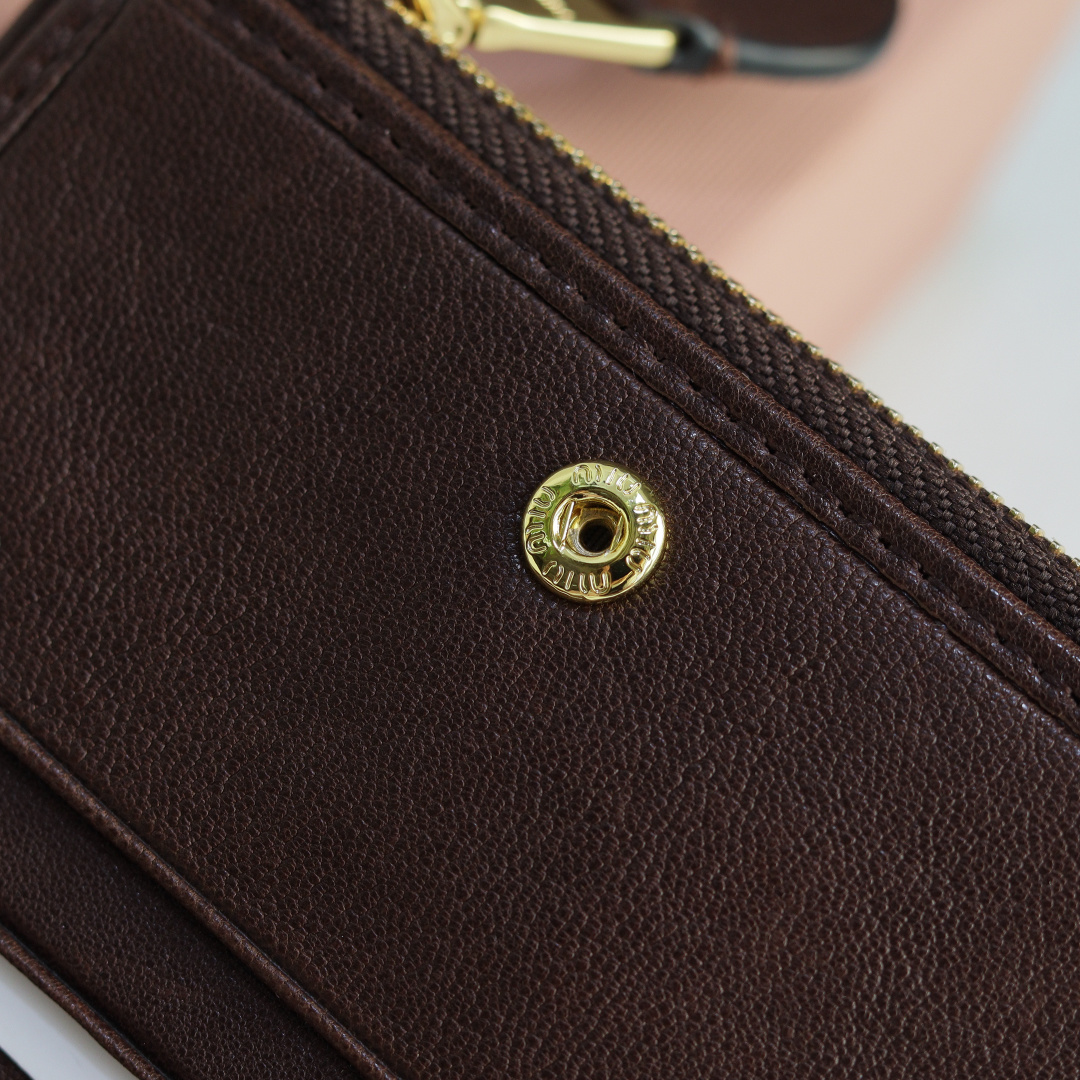 MiuMiu 5MV017 Pocket Wallet Leather Brown