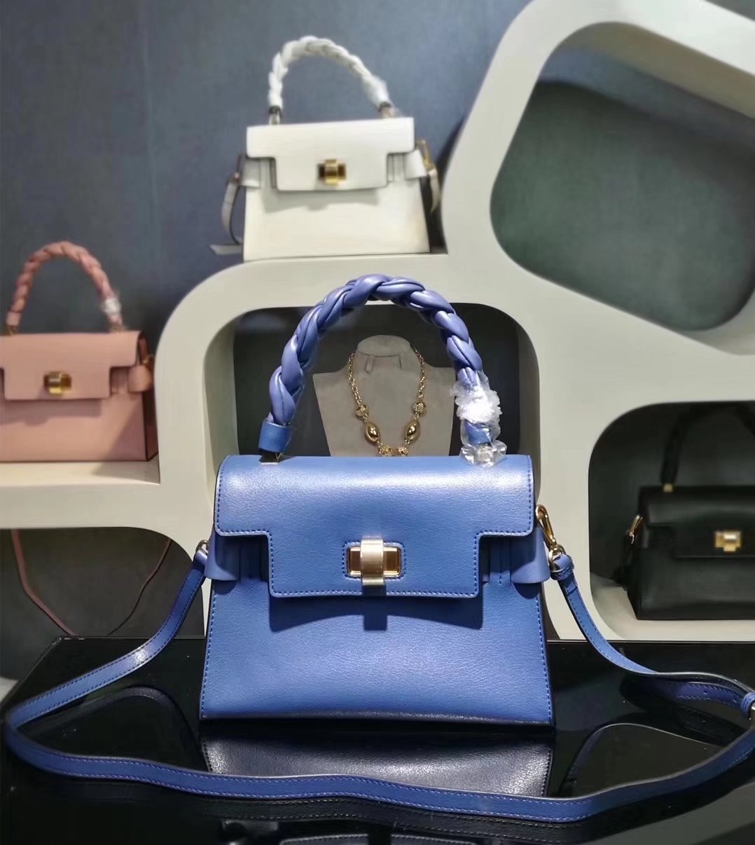 MiuMiu 6812 Women Leather Handbag Blue