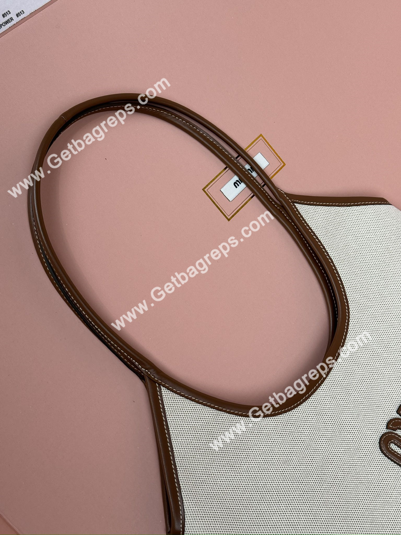 MiuMiu IVY Canvas and Leather Bag