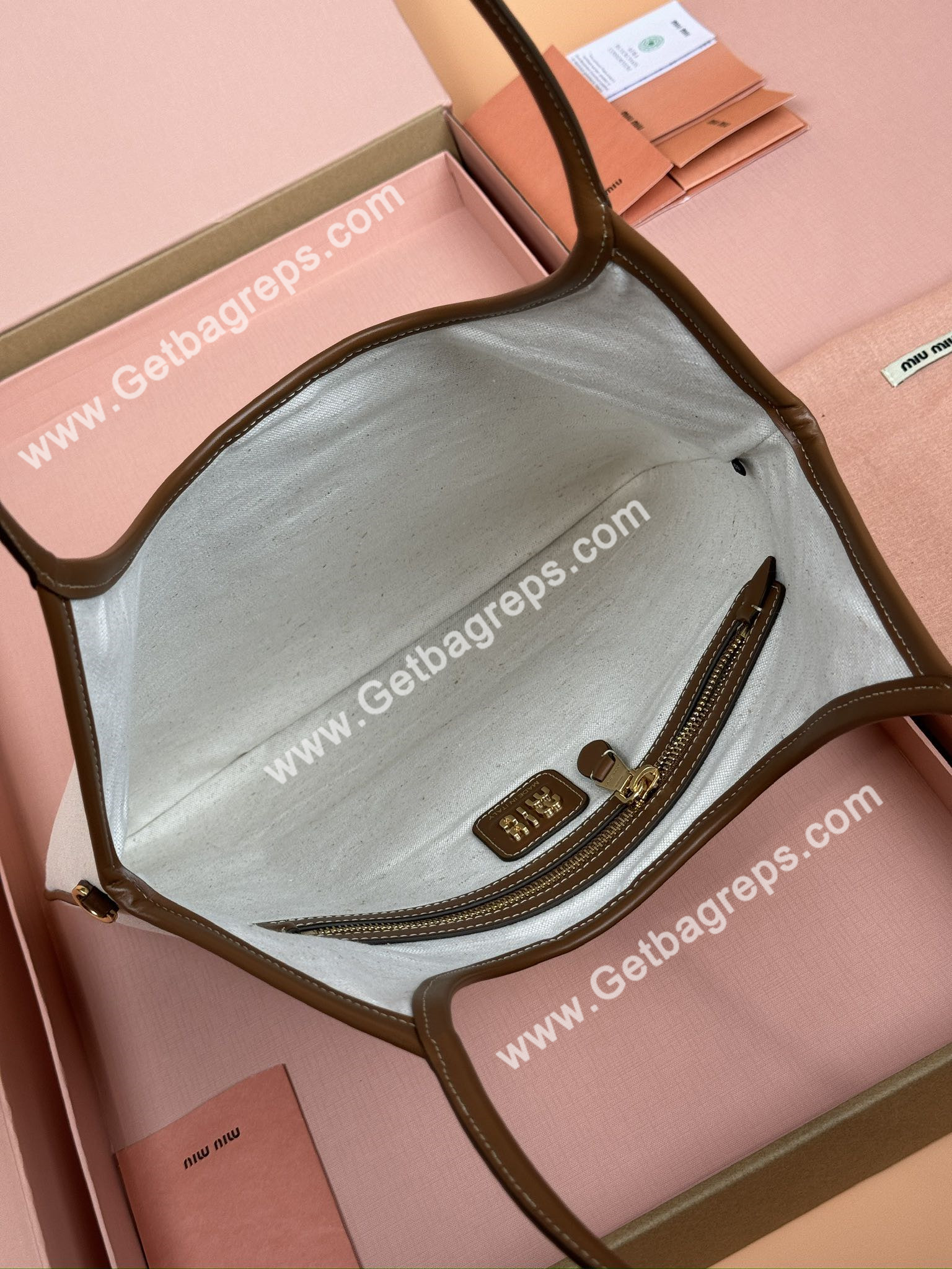 MiuMiu IVY Canvas and Leather Bag
