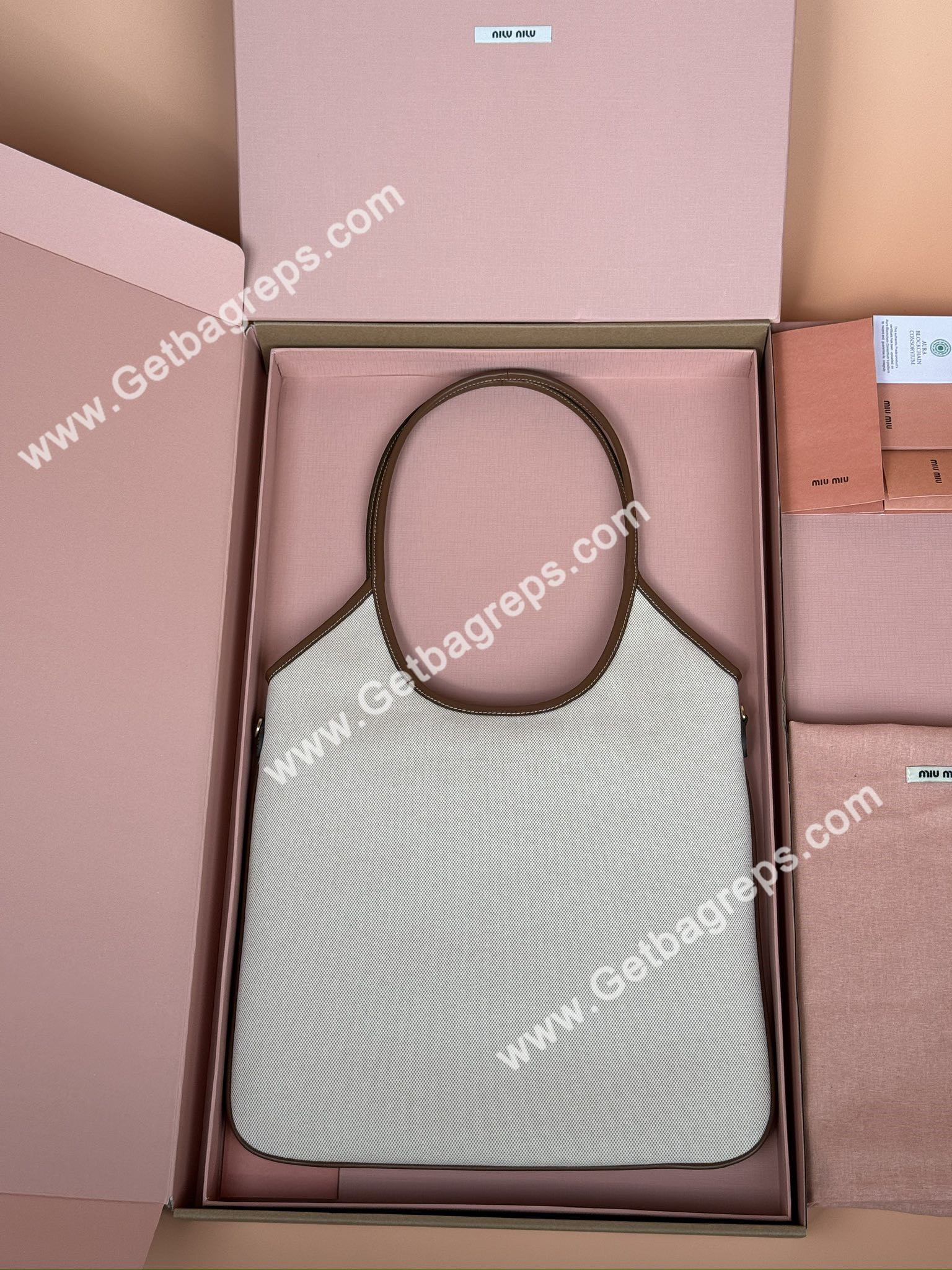 MiuMiu IVY Canvas and Leather Bag