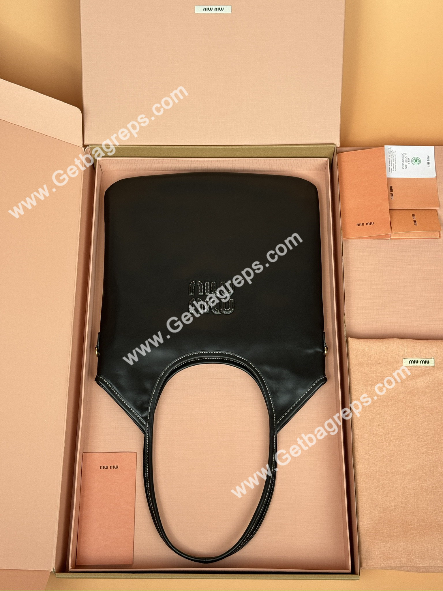 MiuMiu IVY Leather Handbag Black