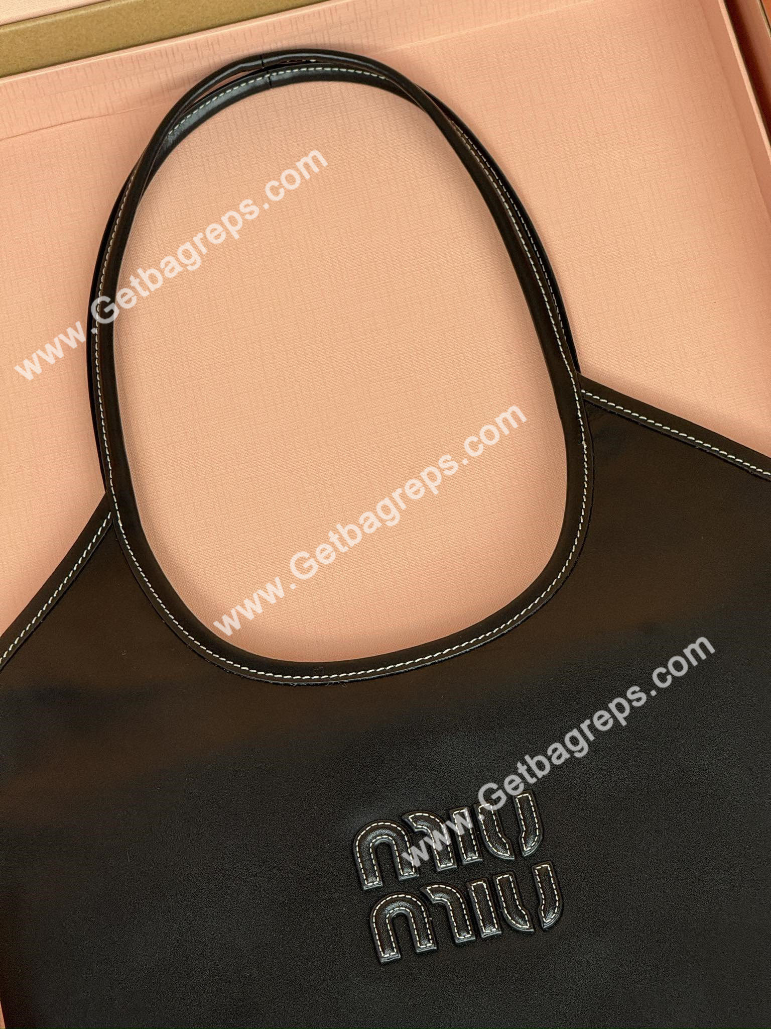 MiuMiu IVY Leather Handbag Black