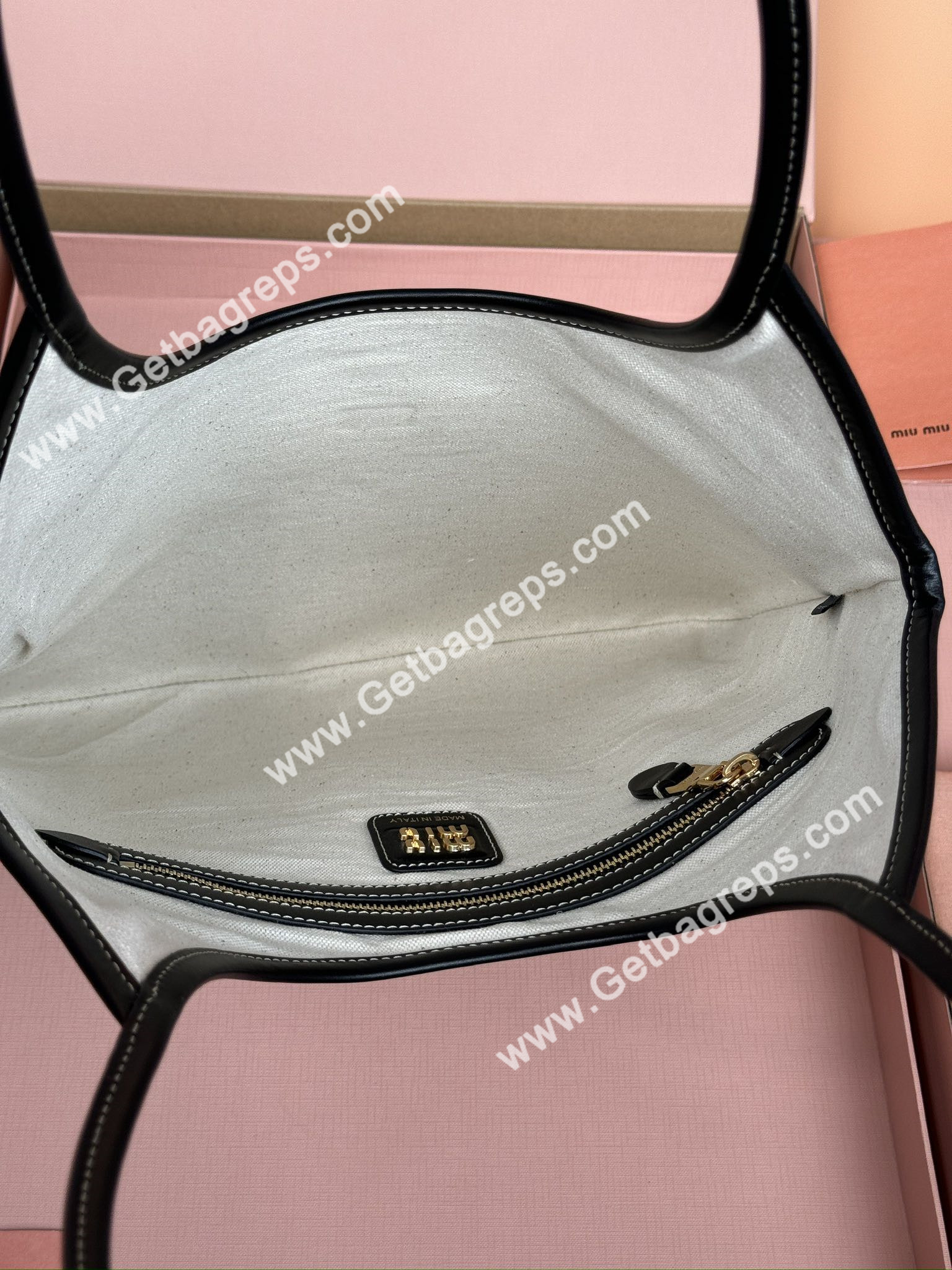MiuMiu IVY Leather Handbag Black
