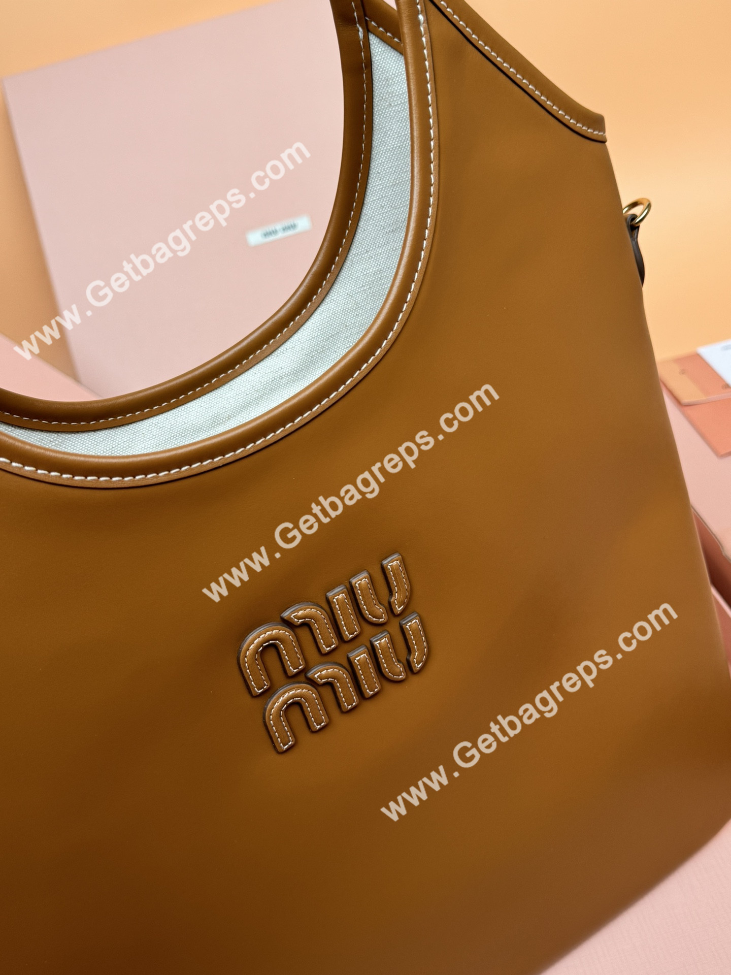 MiuMiu IVY Leather Handbag Brown