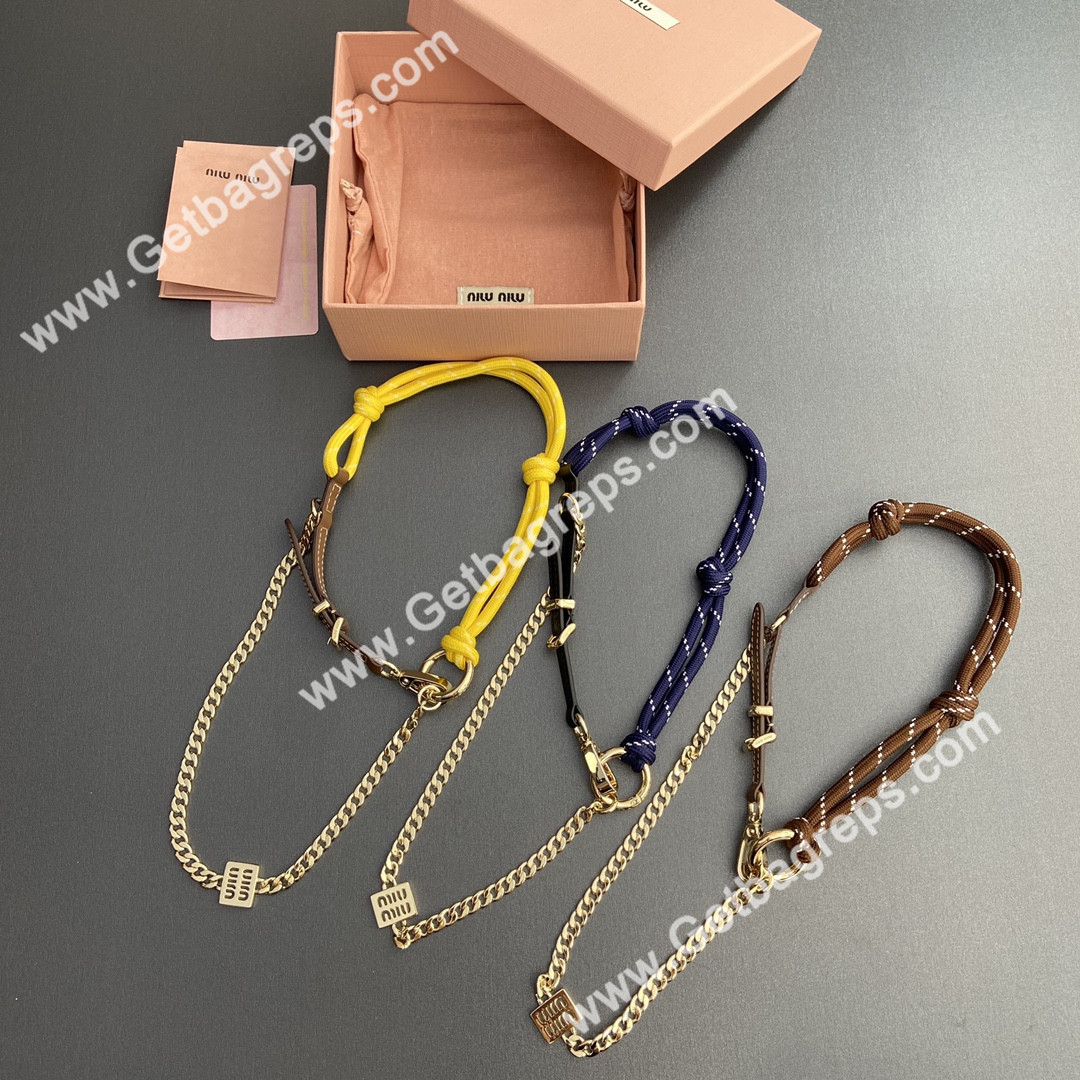 MiuMiu Leather Cord and Metal Trick