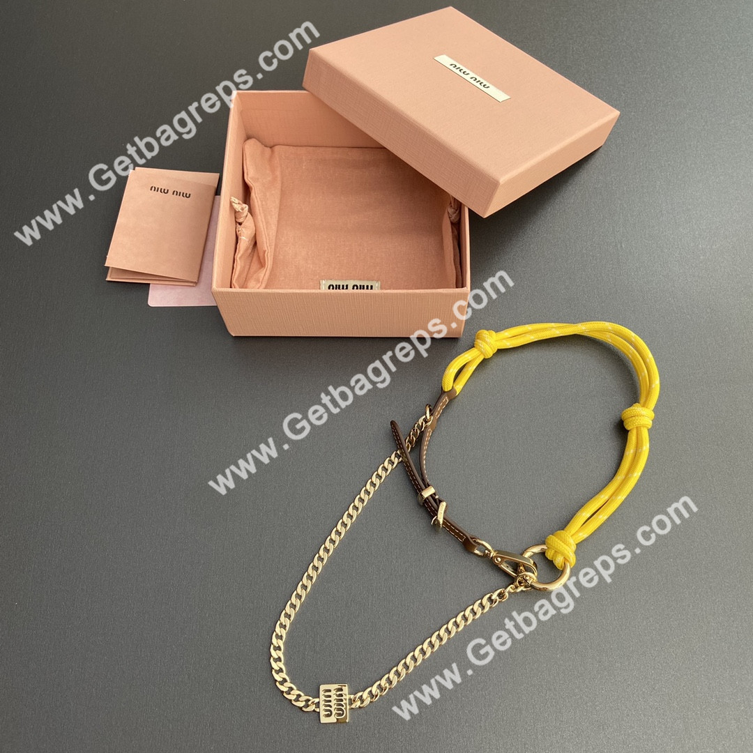 MiuMiu Leather Cord and Metal Trick