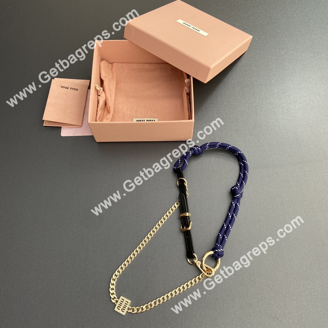MiuMiu Leather Cord and Metal Trick