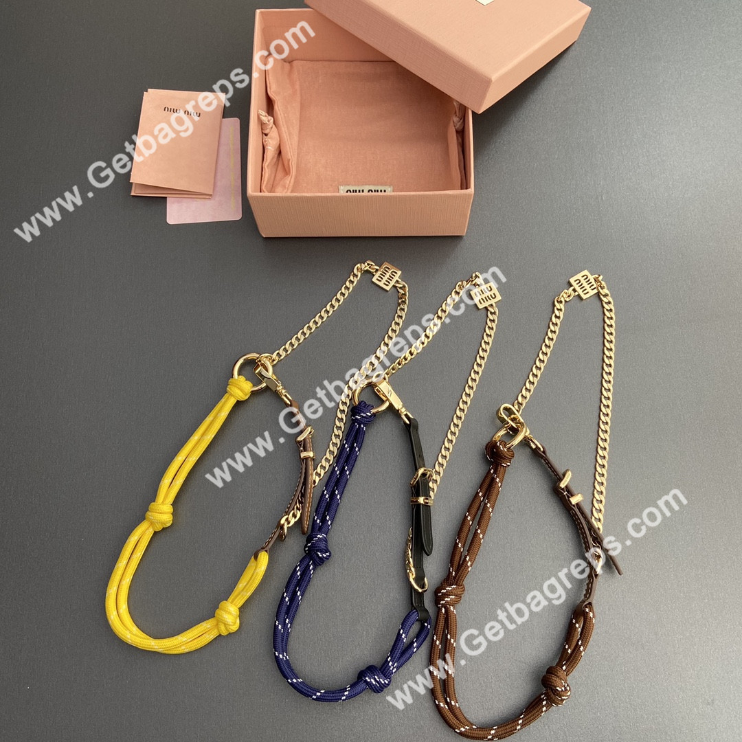 MiuMiu Leather Cord and Metal Trick