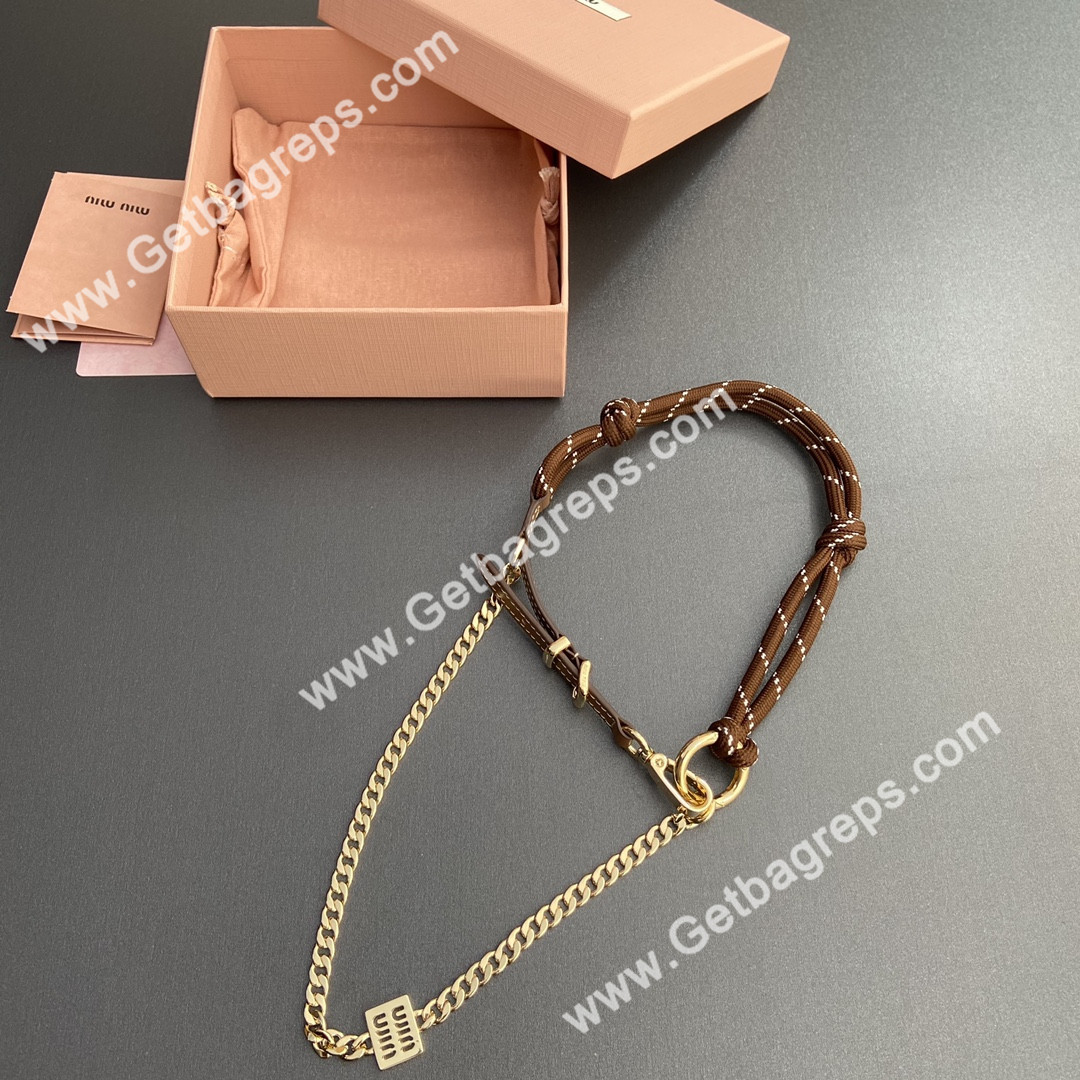MiuMiu Leather Cord and Metal Trick