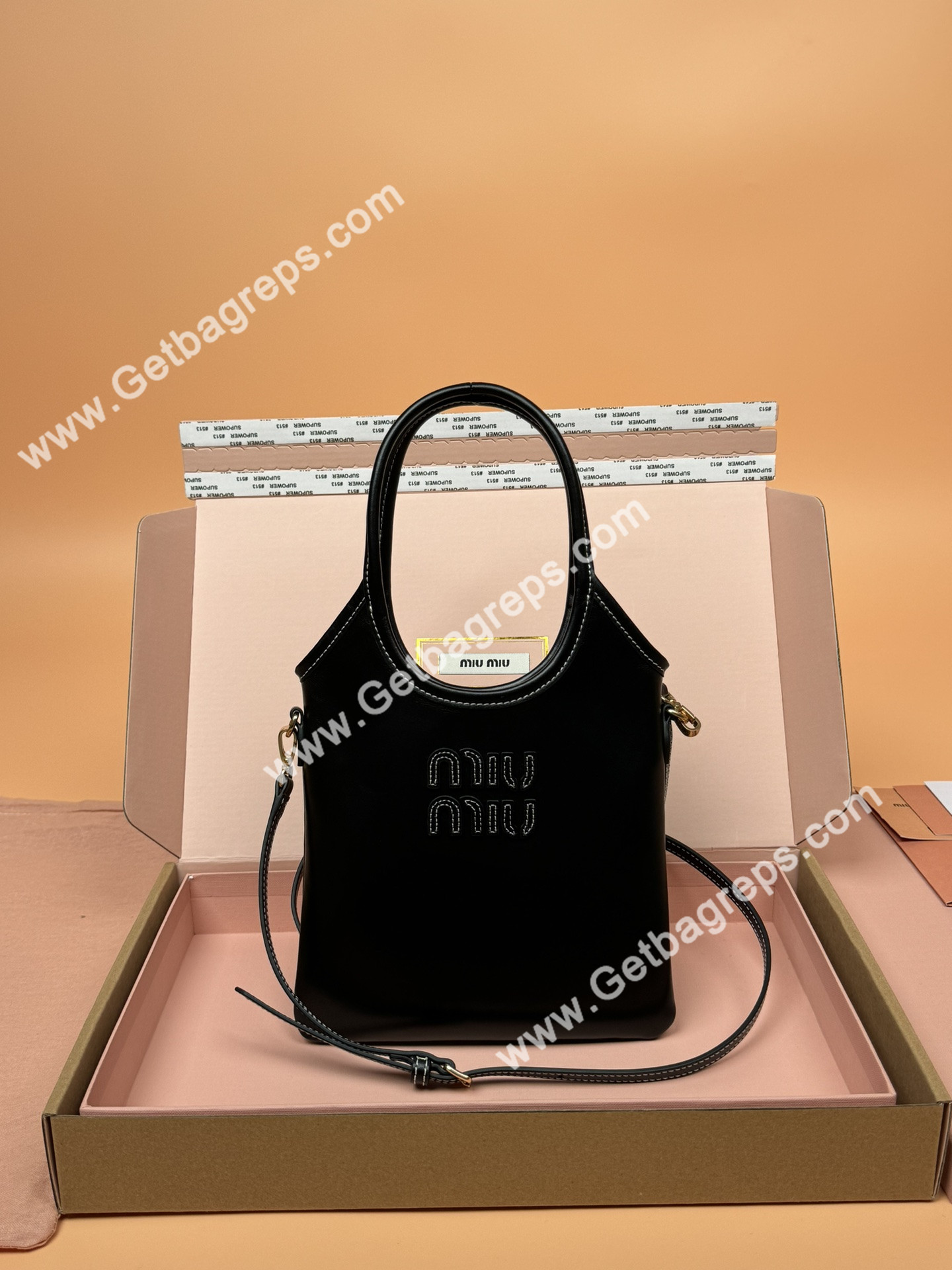 MiuMiu Small IVY Leather Hadnbag Black