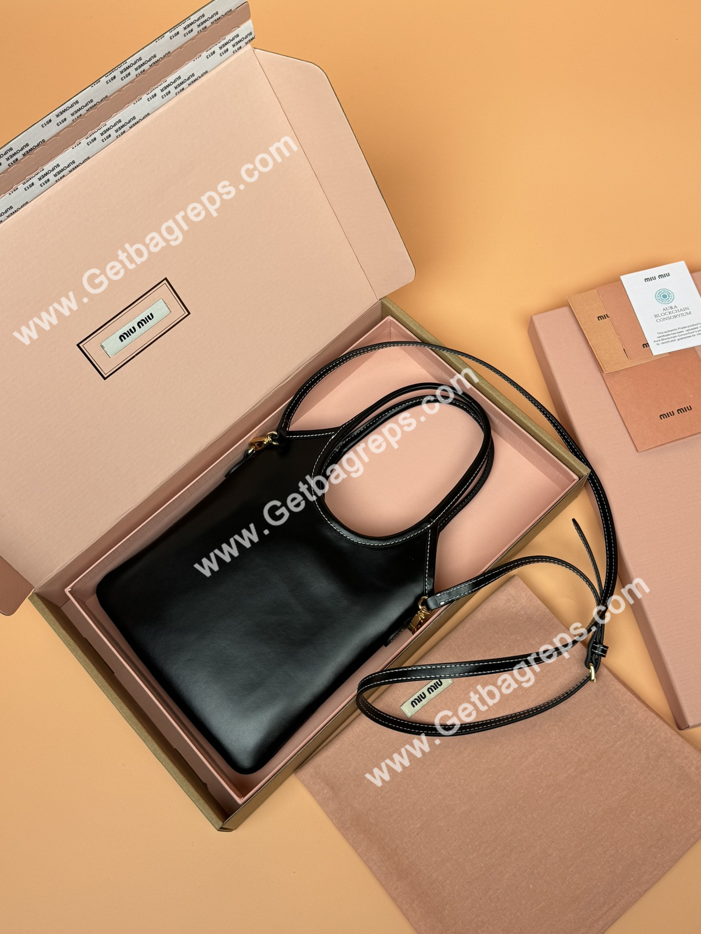 MiuMiu Small IVY Leather Hadnbag Black