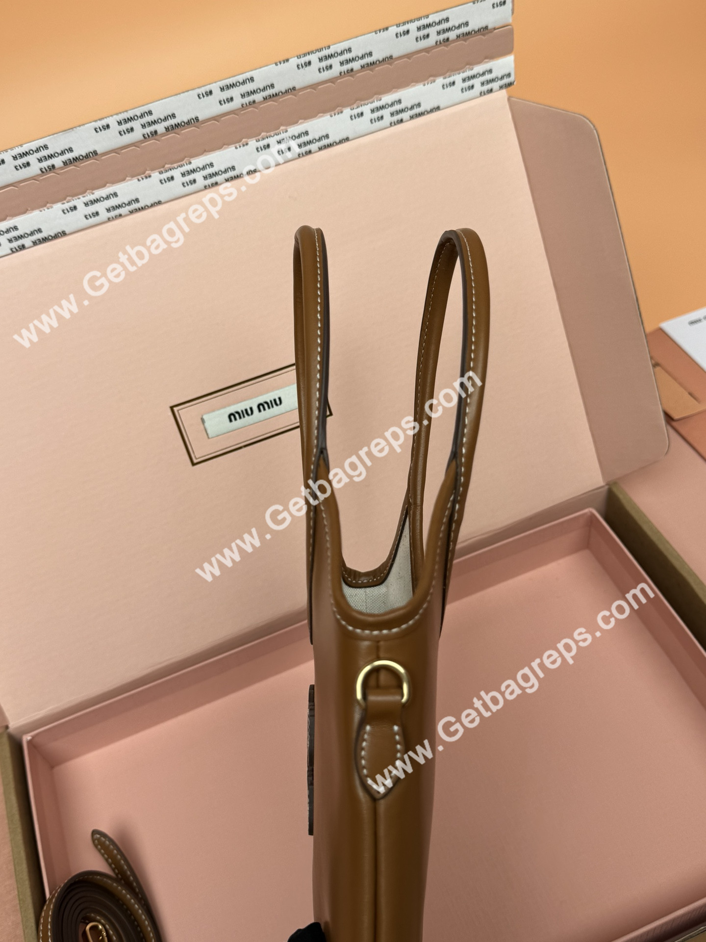 MiuMiu Small IVY Leather Hadnbag Brown