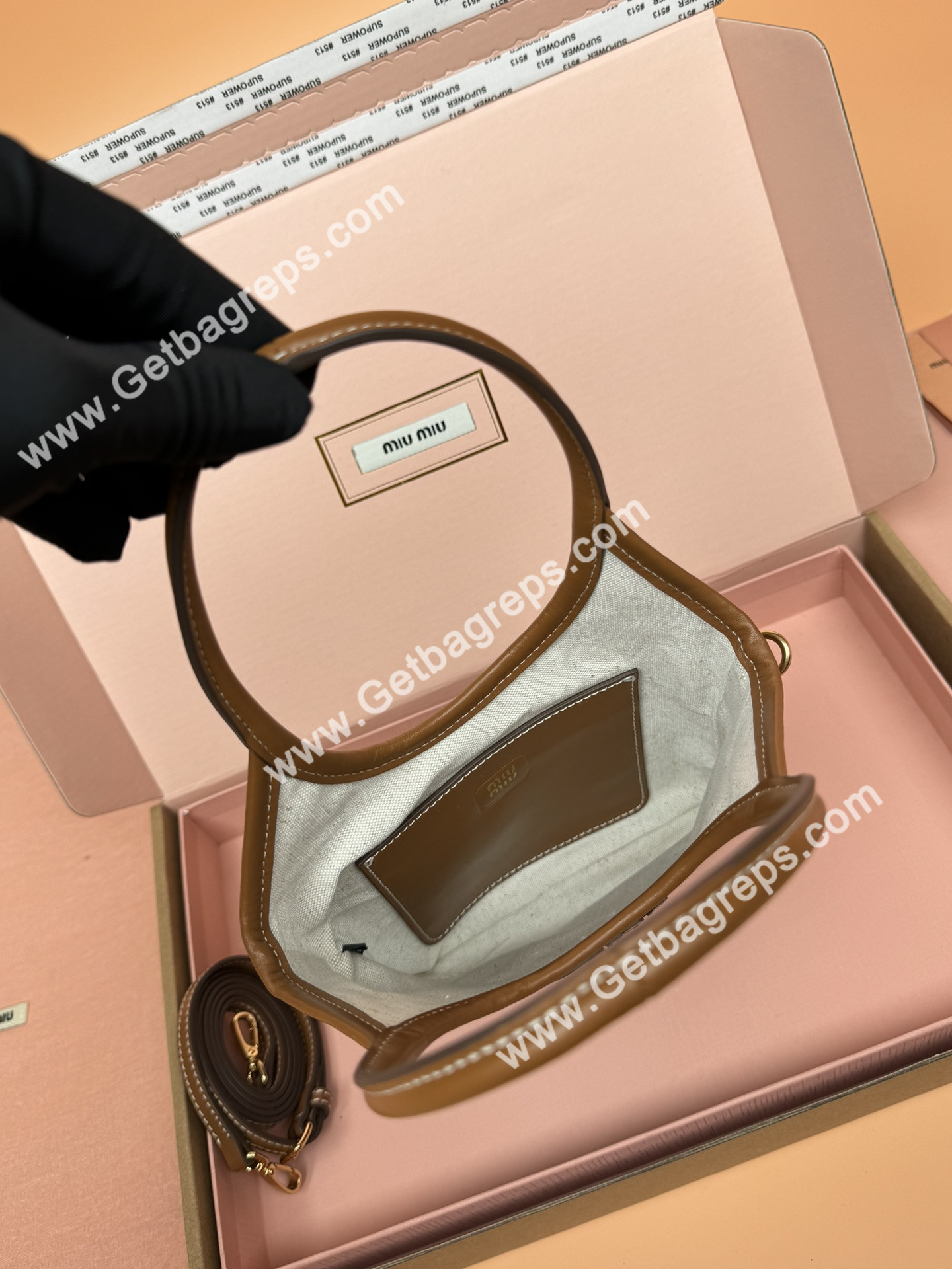 MiuMiu Small IVY Leather Hadnbag Brown