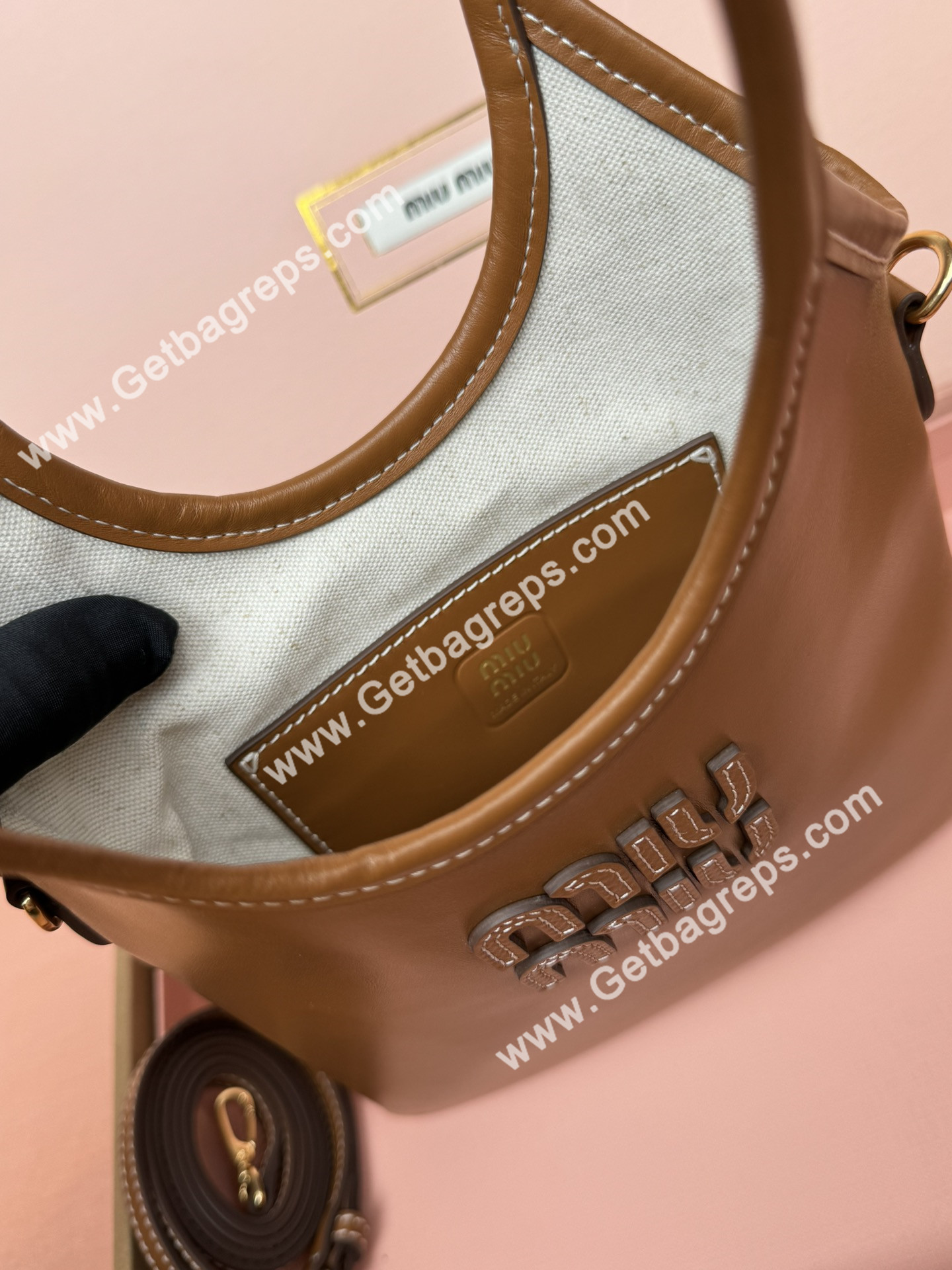 MiuMiu Small IVY Leather Hadnbag Brown