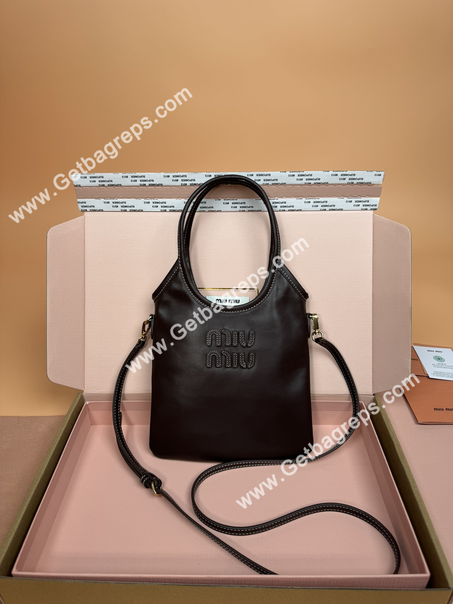MiuMiu Small IVY Leather Hadnbag Coffee