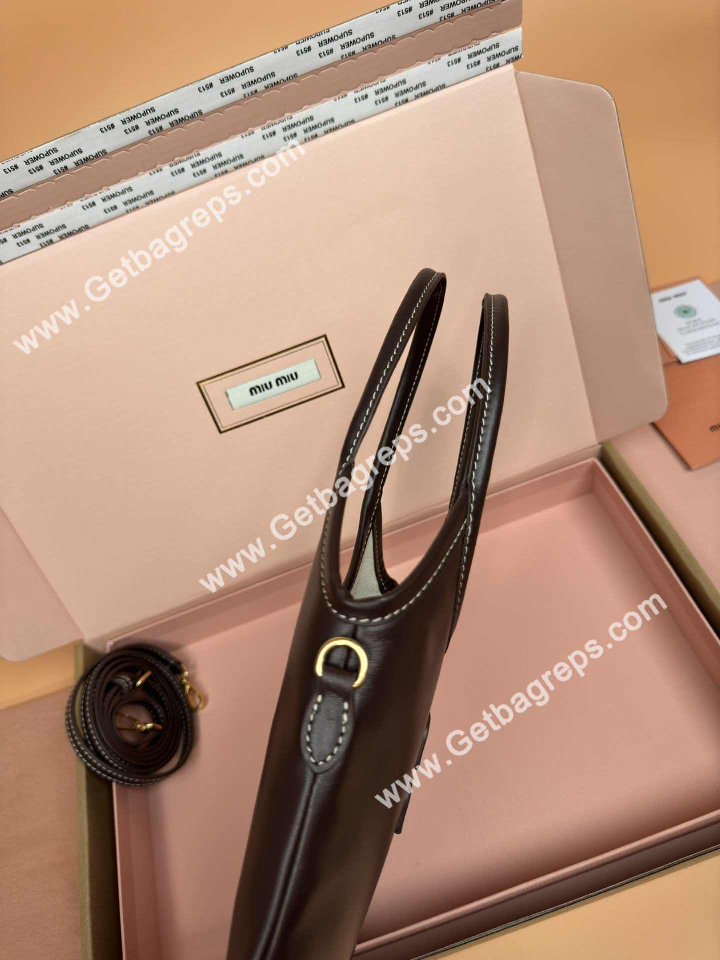 MiuMiu Small IVY Leather Hadnbag Coffee