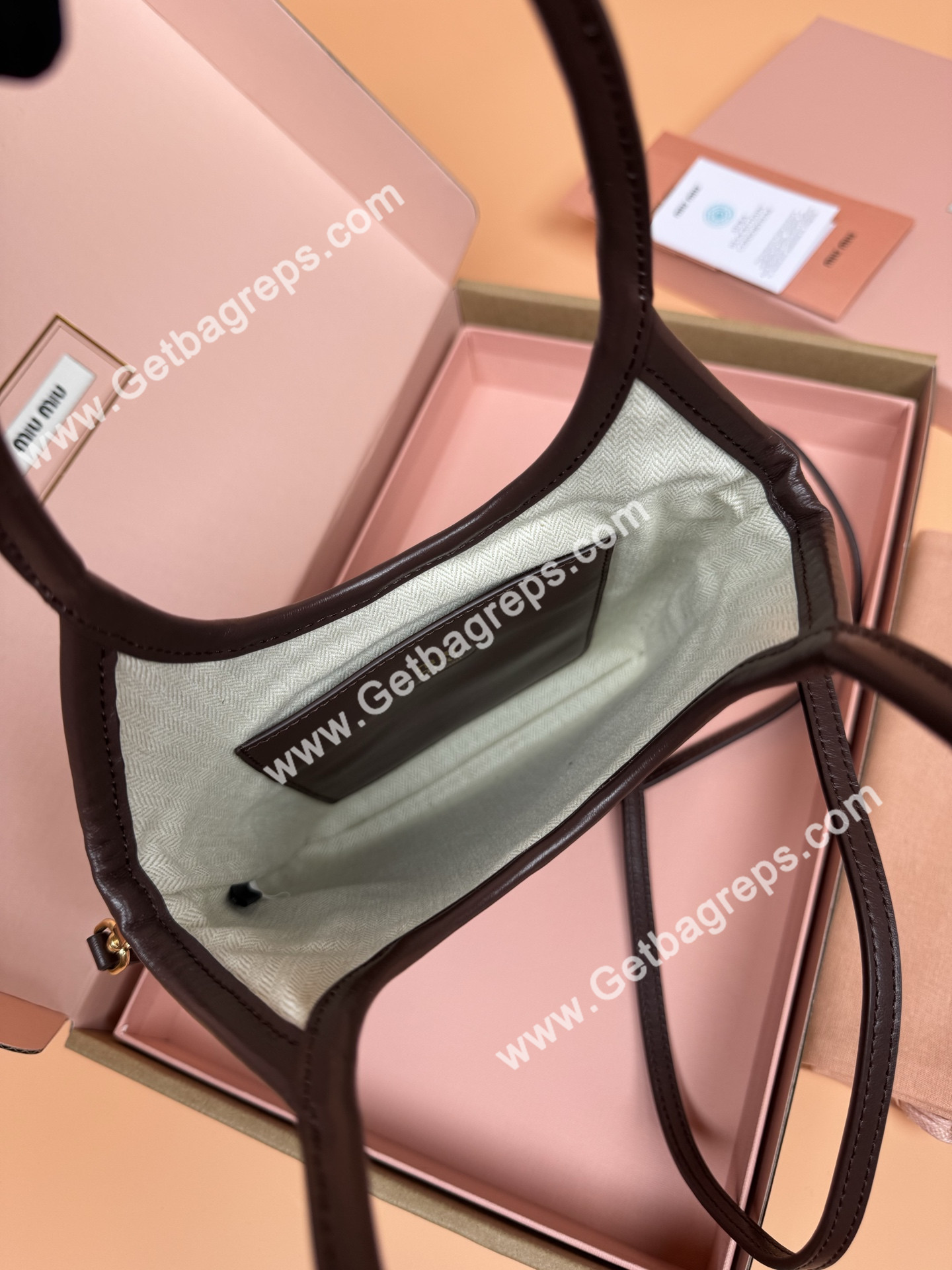 MiuMiu Small IVY Leather Patchwork Bag Briarwood