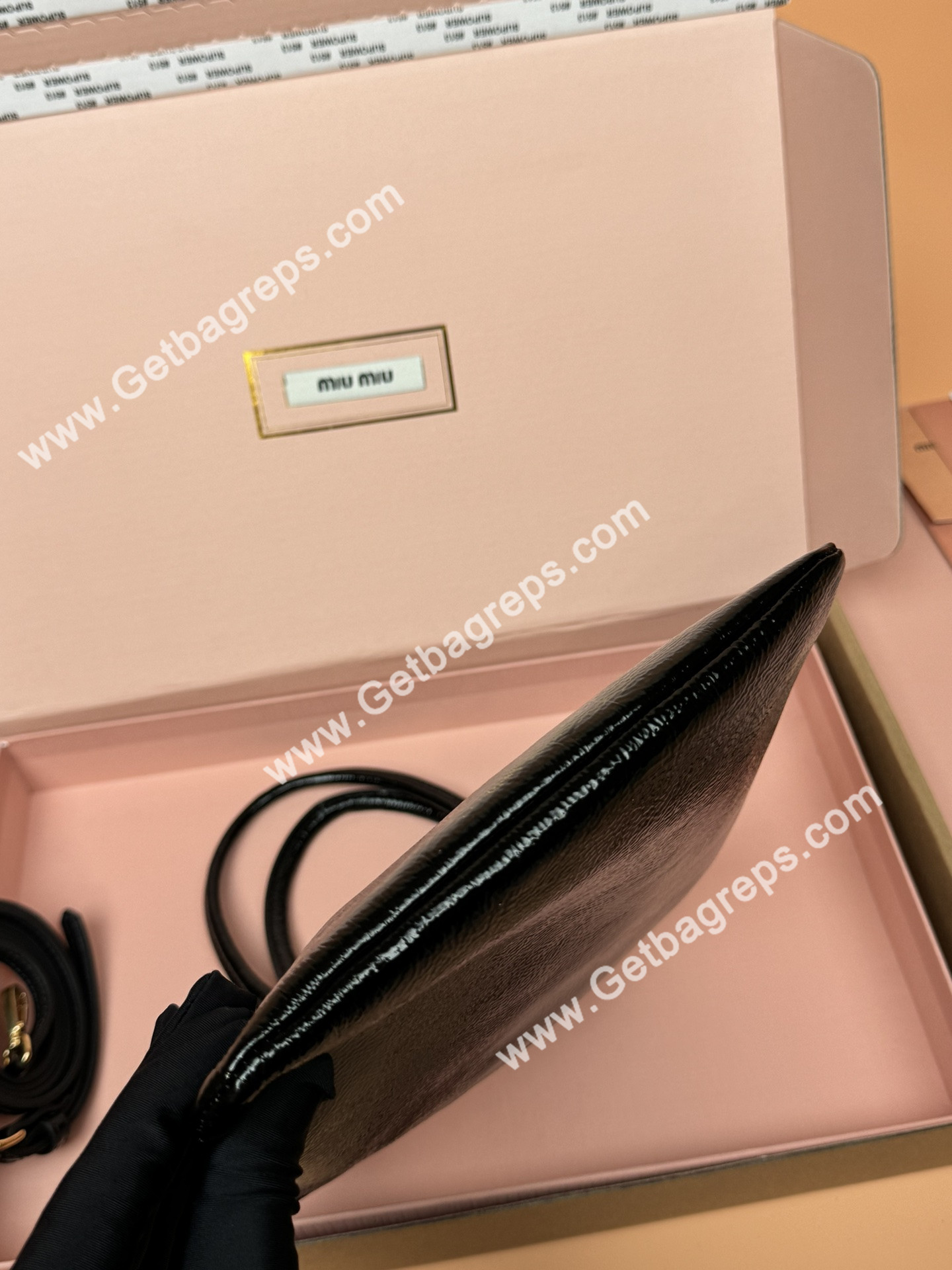 MiuMiu Small IVY Naplak Patented Sheepskin Leather Hadnbag Black