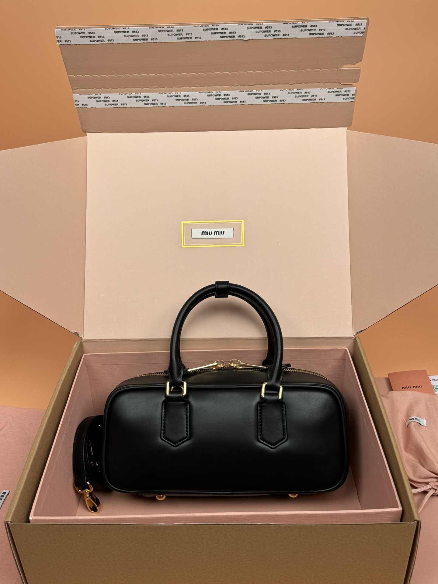 Miumiu 5BB142 Arcadie Leather Bag Black