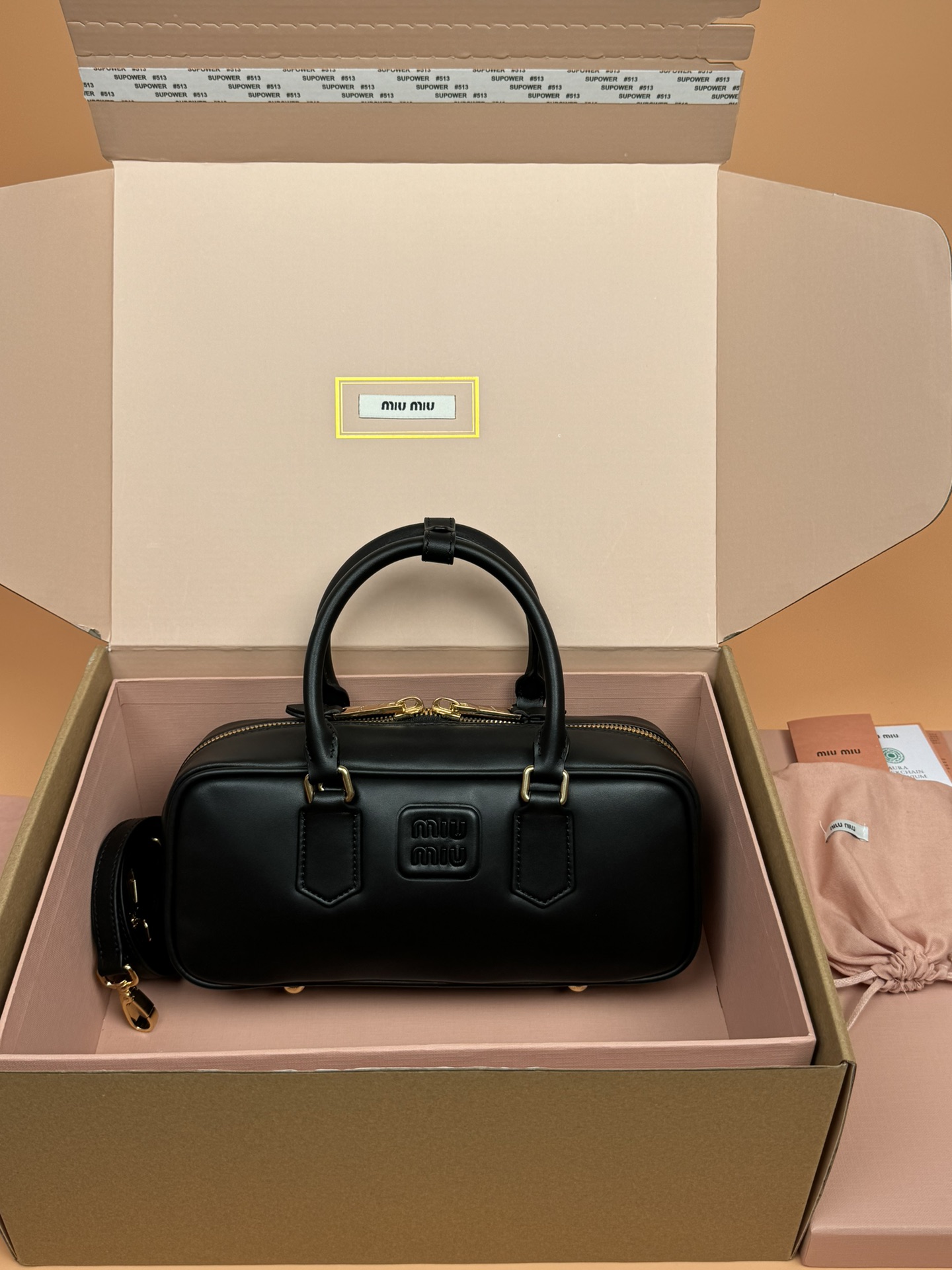 Miumiu 5BB142 Arcadie Leather Bag Black