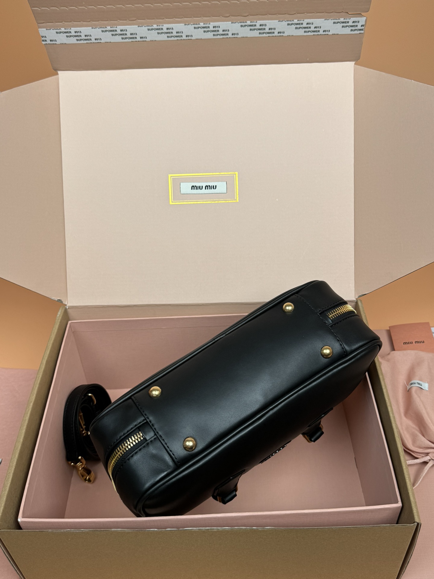 Miumiu 5BB142 Arcadie Leather Bag Black