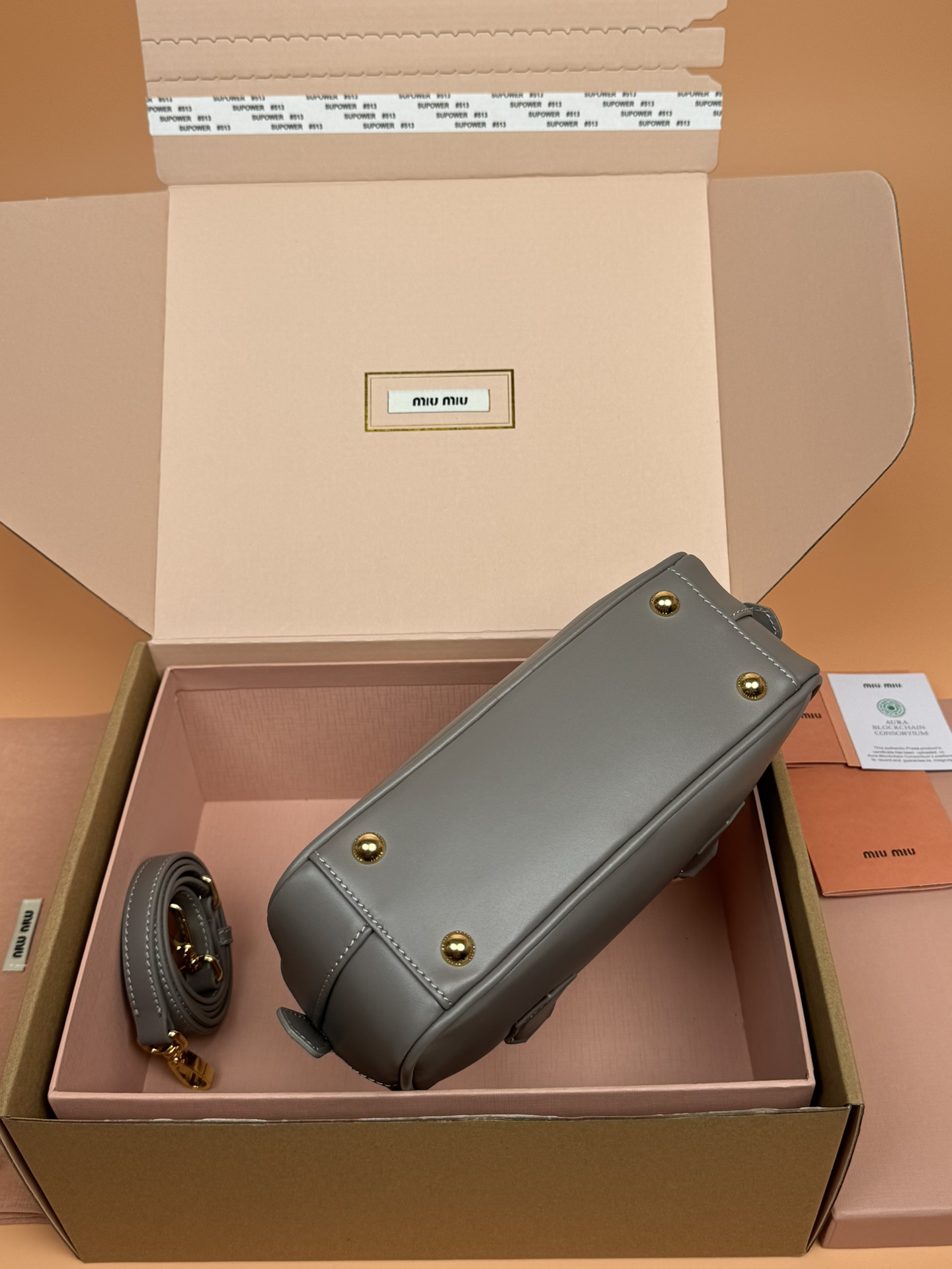Miumiu 5BB142 Arcadie Leather Bag Grey
