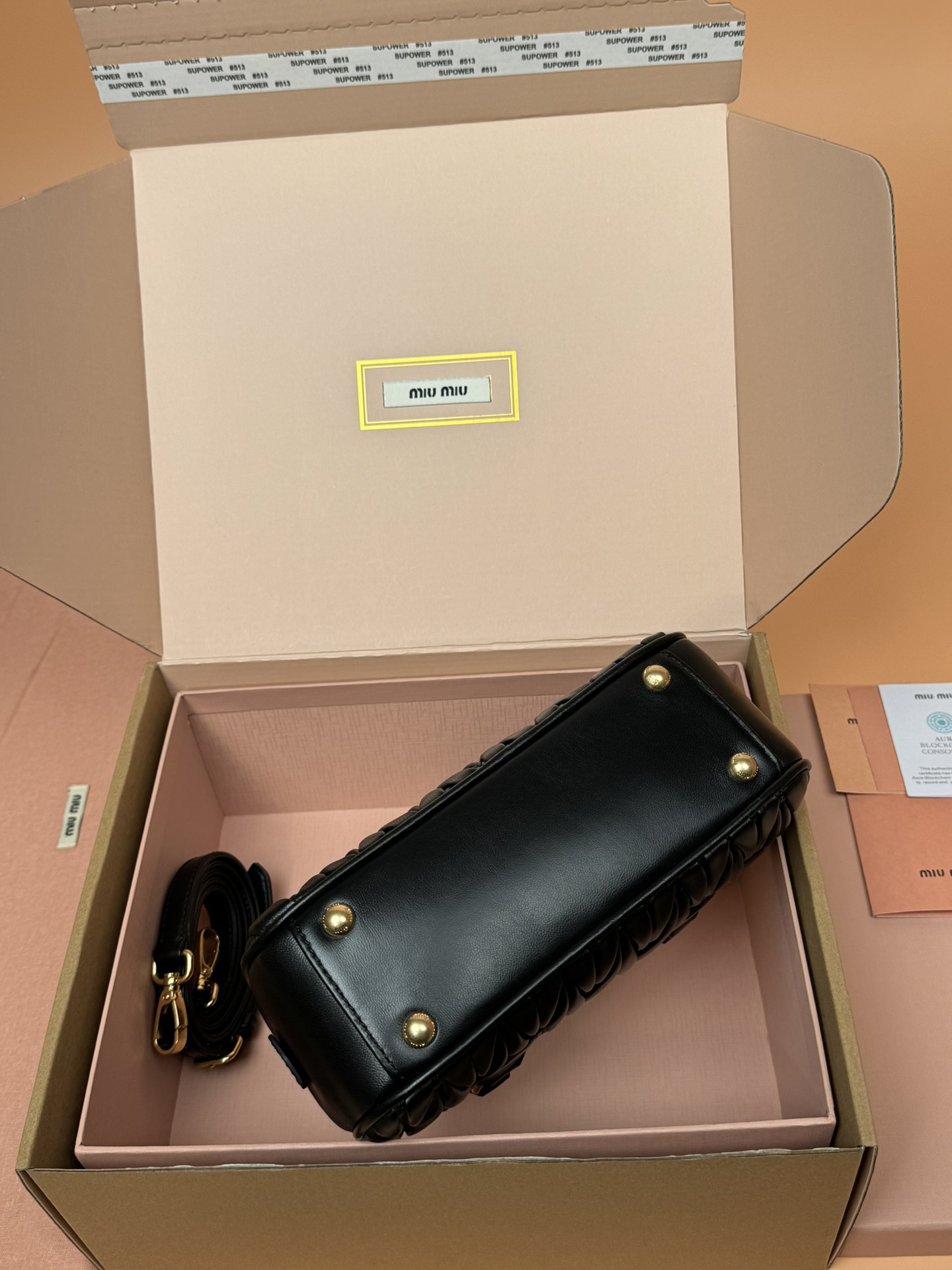 Miumiu 5BB142 Arcadie Matelasse Nappa Leather Bag Black